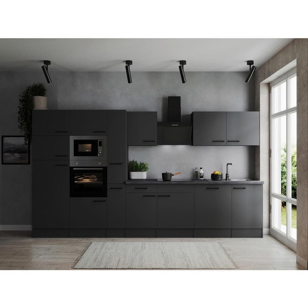 Respekta Küchenblock Oliver Dunkelgrau Metall 370 cm
