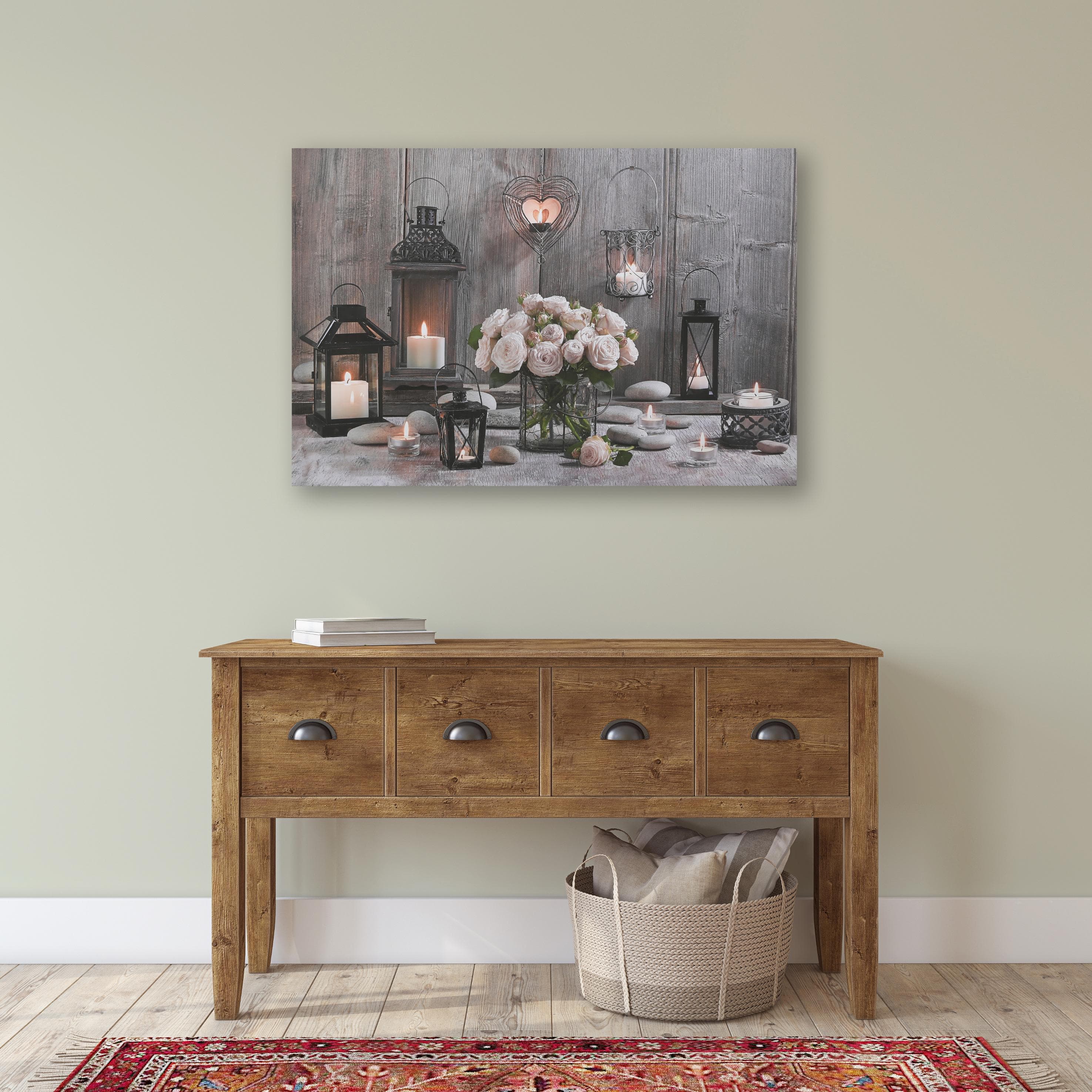 Art for the Home LED-Bild Cosy Kerzen Braun Modern