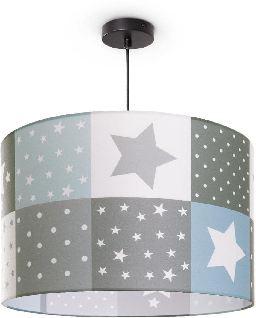 PACO HOME Pendelleuchte Cosmo 345 Schwarz Sternenmotiv Kinderzimmer