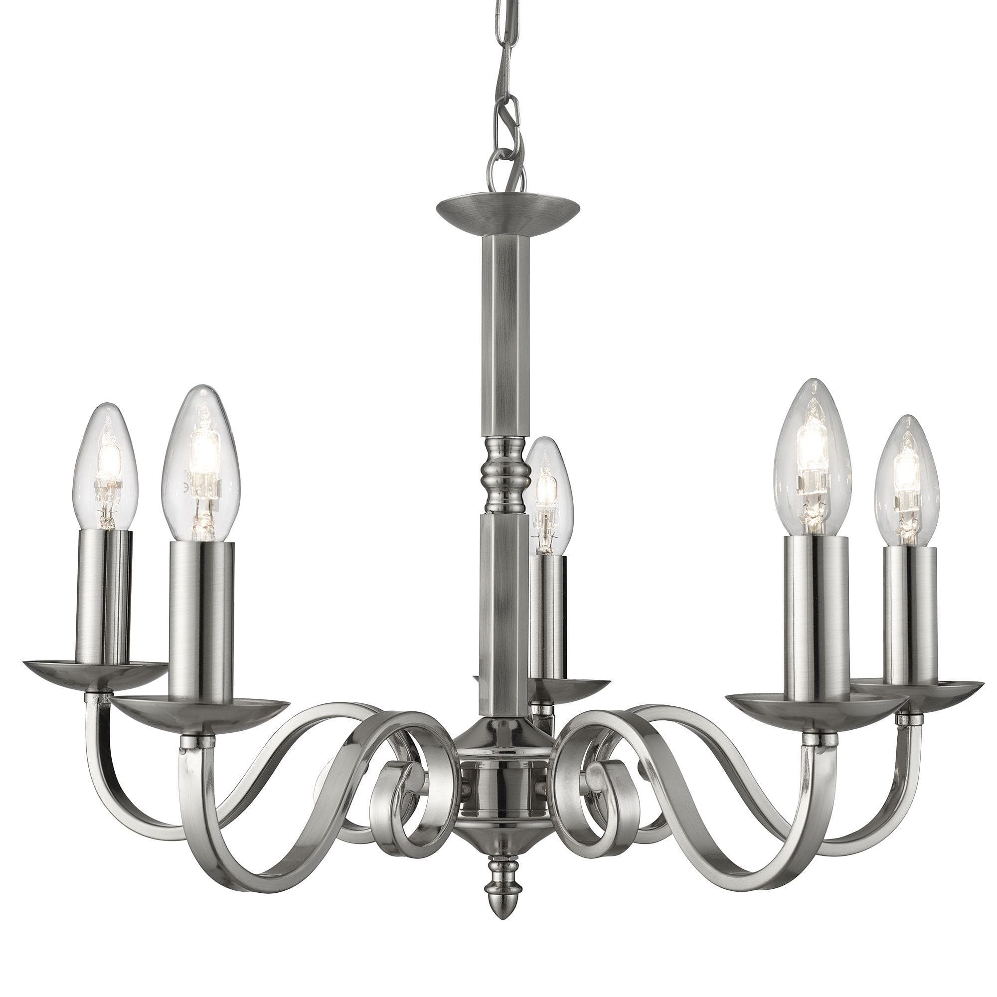 SEARCHLIGHT Kronleuchter Richmond 5Lt Pendant Satin-Silber