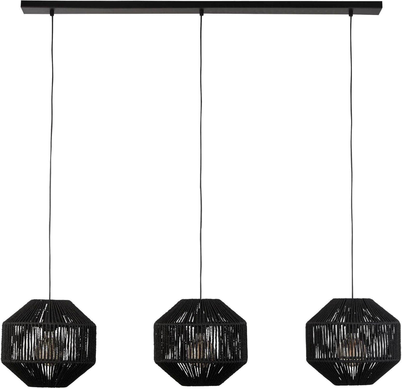 Hängeleuchte Wicker, dreiflammig Schwarz