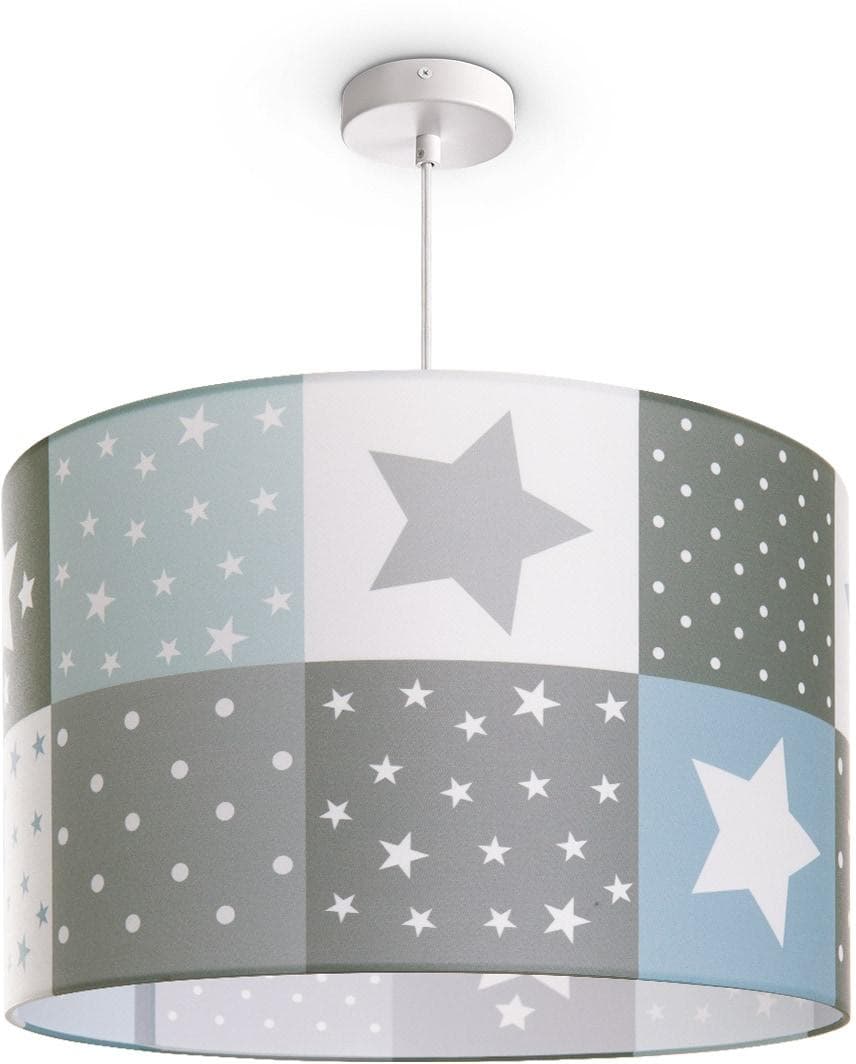 PACO HOME Pendelleuchte Cosmo 345 Weiß Sternenmotiv Kinderzimmer