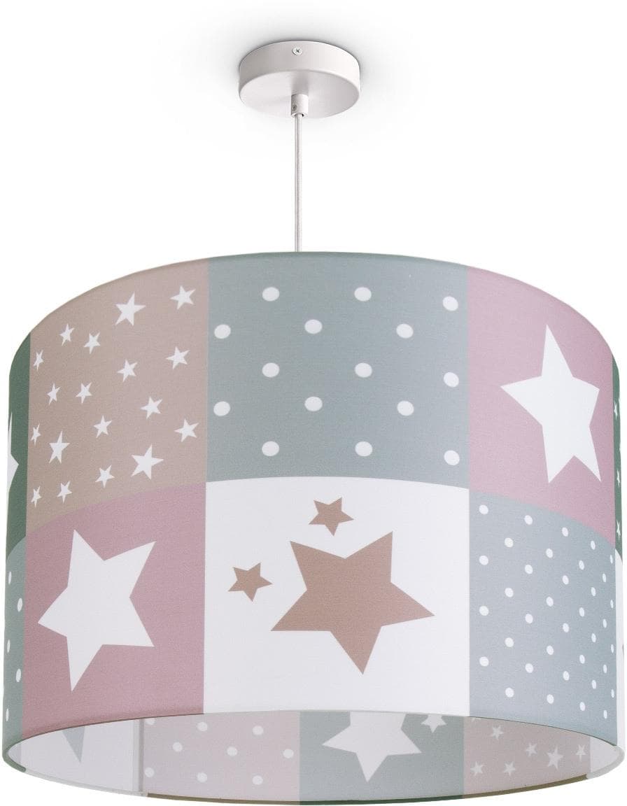 PACO HOME Pendelleuchte Cosmo 345 weiß Sternenmotiv Kinderzimmer