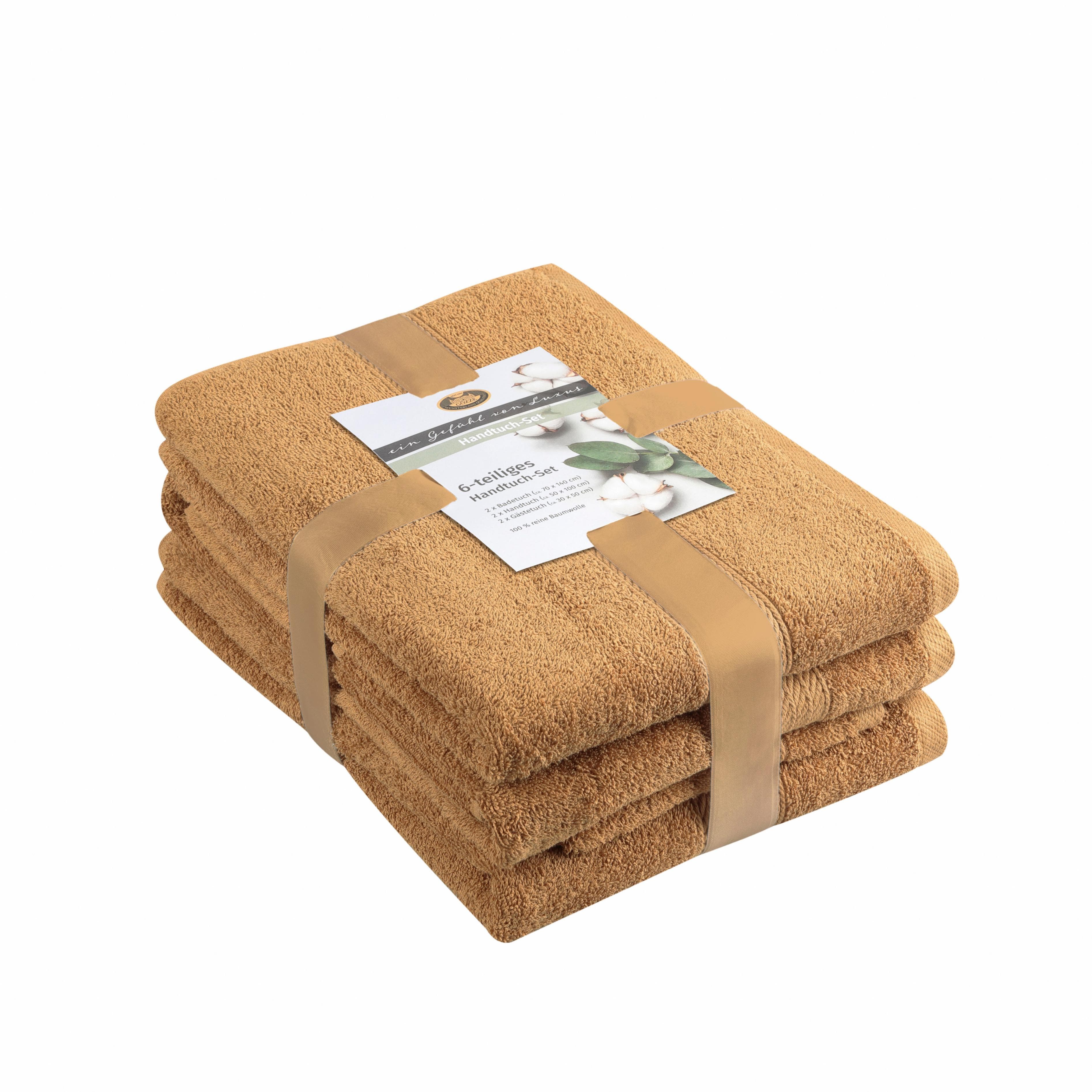 GÖZZE Handtuch Set Lucia 6-tlg. Frottier sand beige