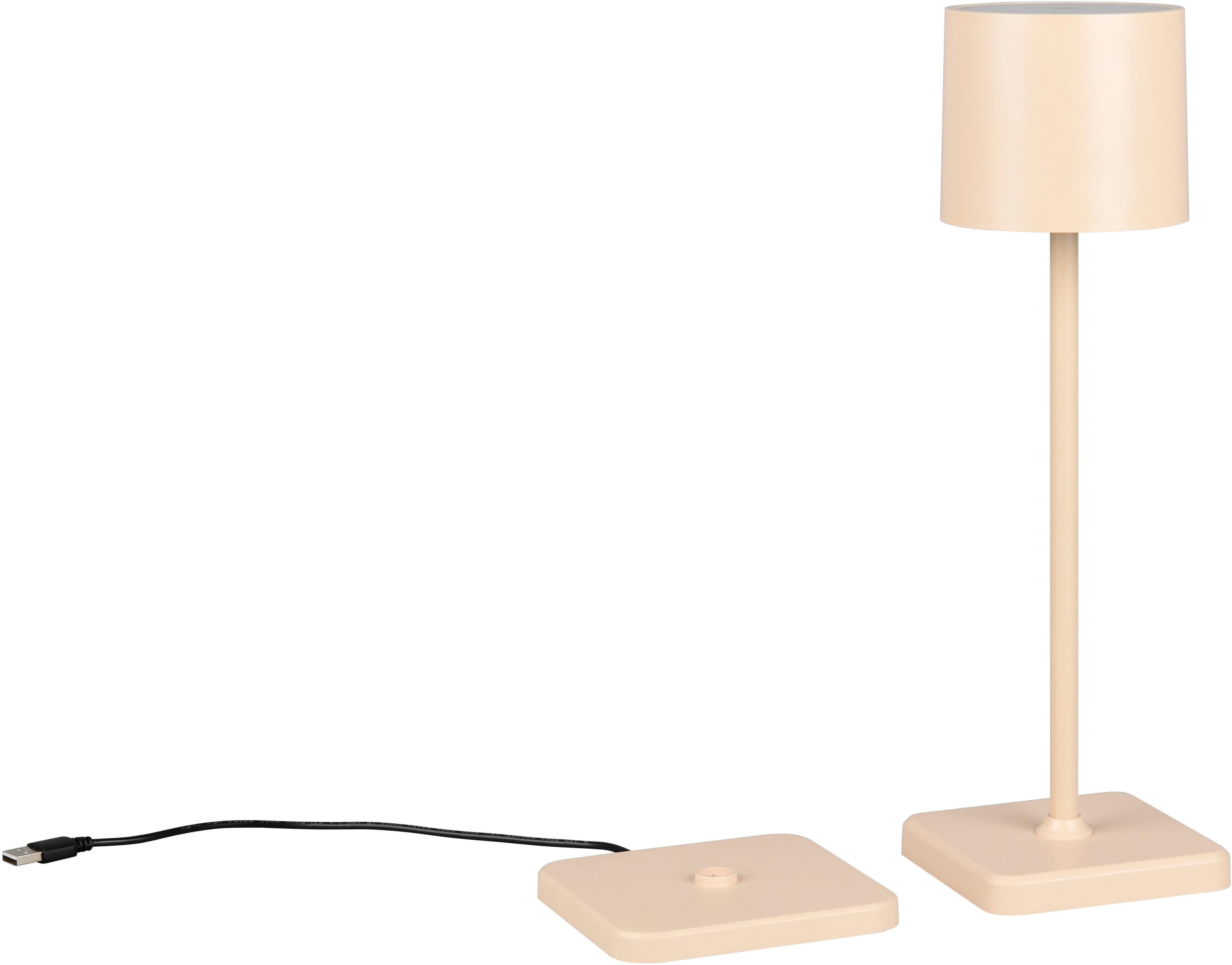 REALITY LEUCHTEN Fernandez LED Tischleuchte Beige Akku Dimmbar IP54