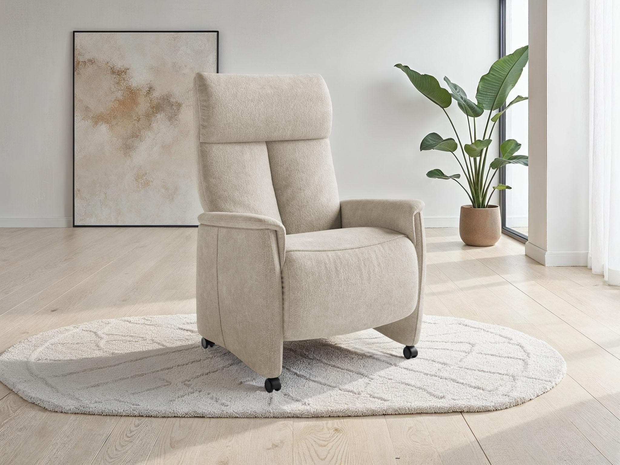 SIT & MORE TV-Sessel Cremona Comfort Silber mit Rollen