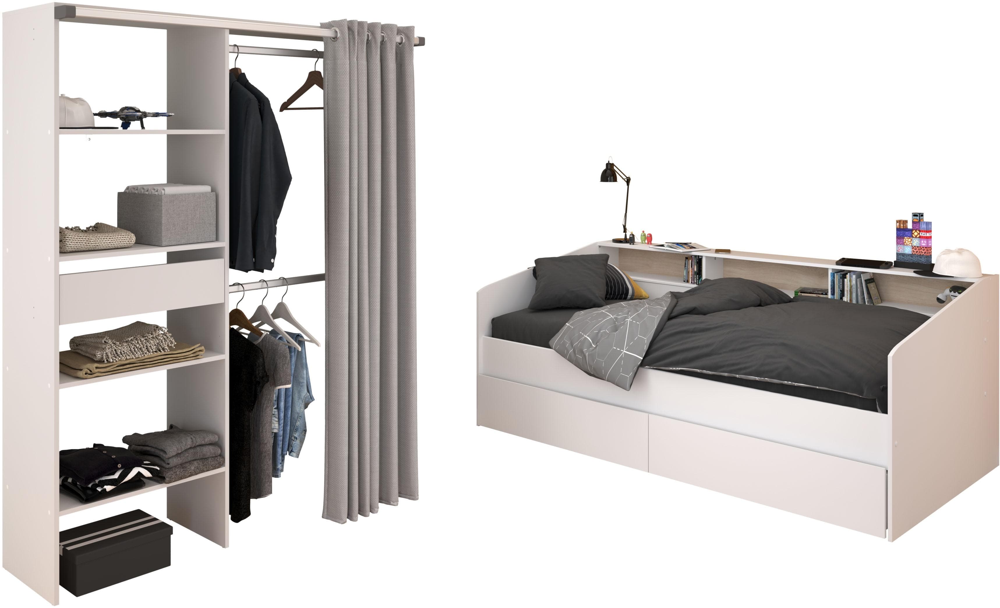 PARISOT Jugendzimmer-Set Sleep 11 Weiß Stauraumbett Schrank