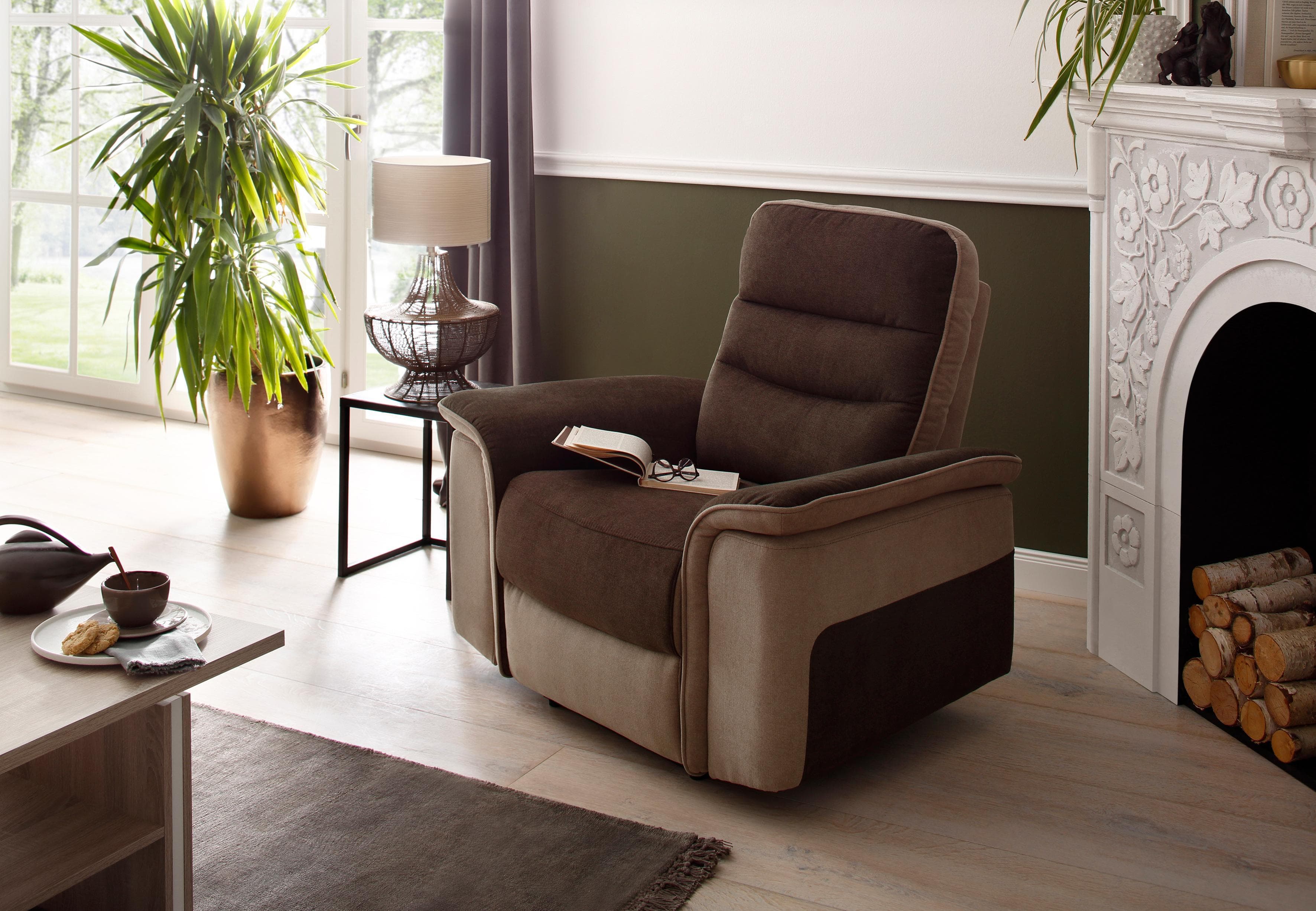 HOME AFFAIRE Relaxsessel Maldini TV-Sessel braun/sand mit Relaxfunktion