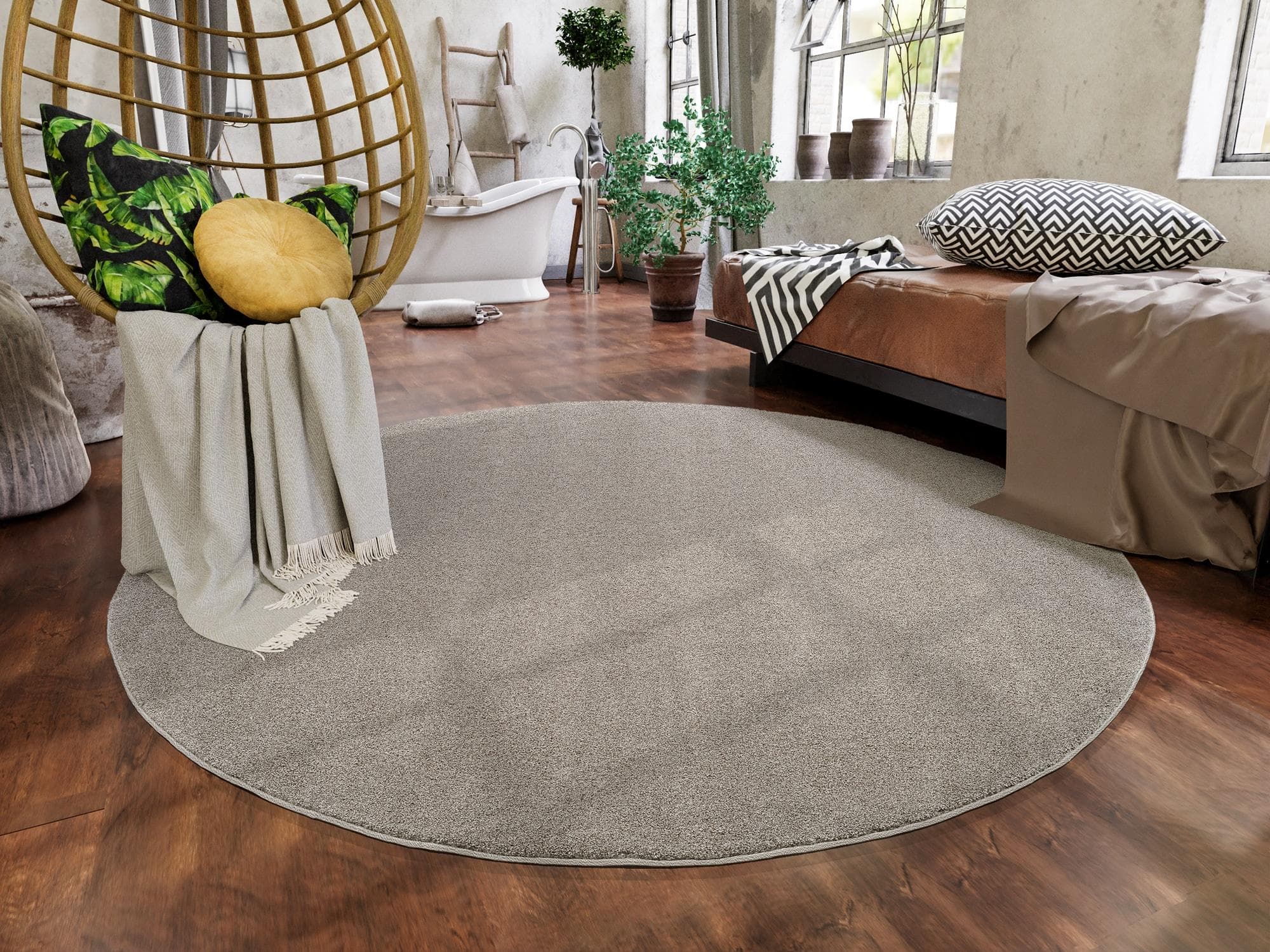 OCI Teppich NEW VILLA MELANGE Rund Braun Beige Polypropylen Shaggy