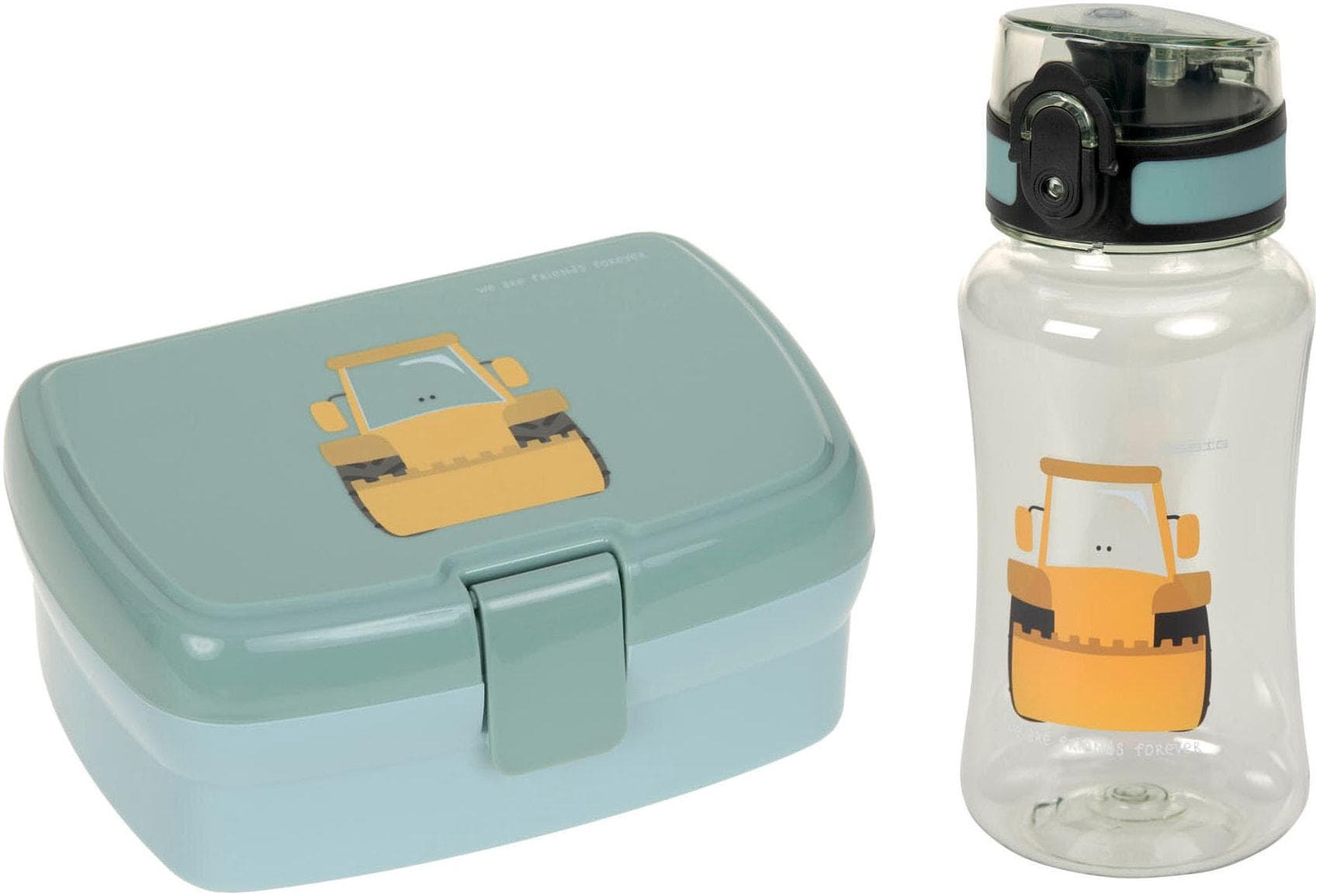 LÄSSIG Lunchbox Tiny Drivers Excavator Grün mit Trinkflasche