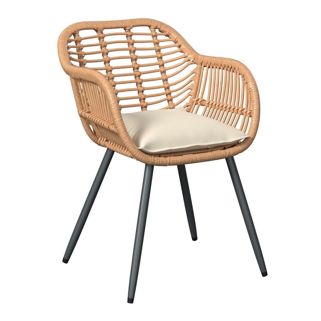 Ambia Garden Gartenstuhl Grau Beige UV-beständig mit Kissen