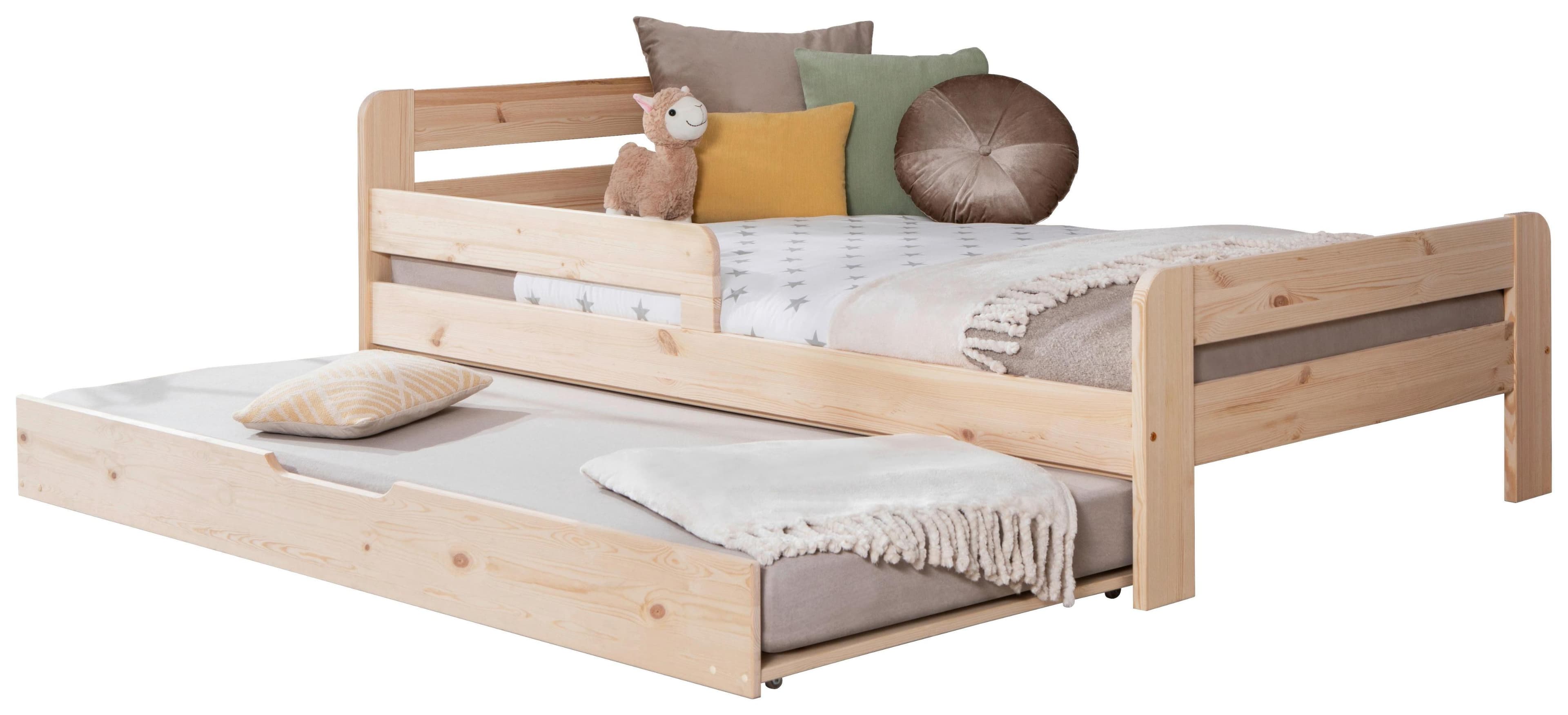 Bett Bennet mit Ausziehbett Kiefer Natur massiv