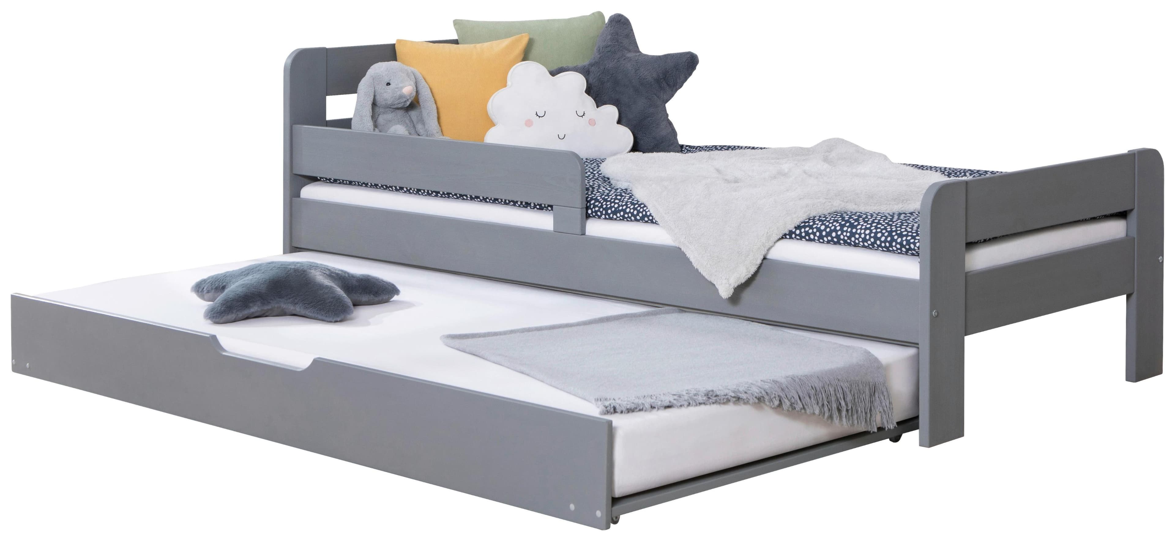 Bett Bennet mit Ausziehbett Hellgrau