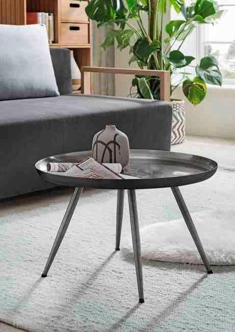 Couchtisch PAROLI Anthrazit Stahl Gestell Rund