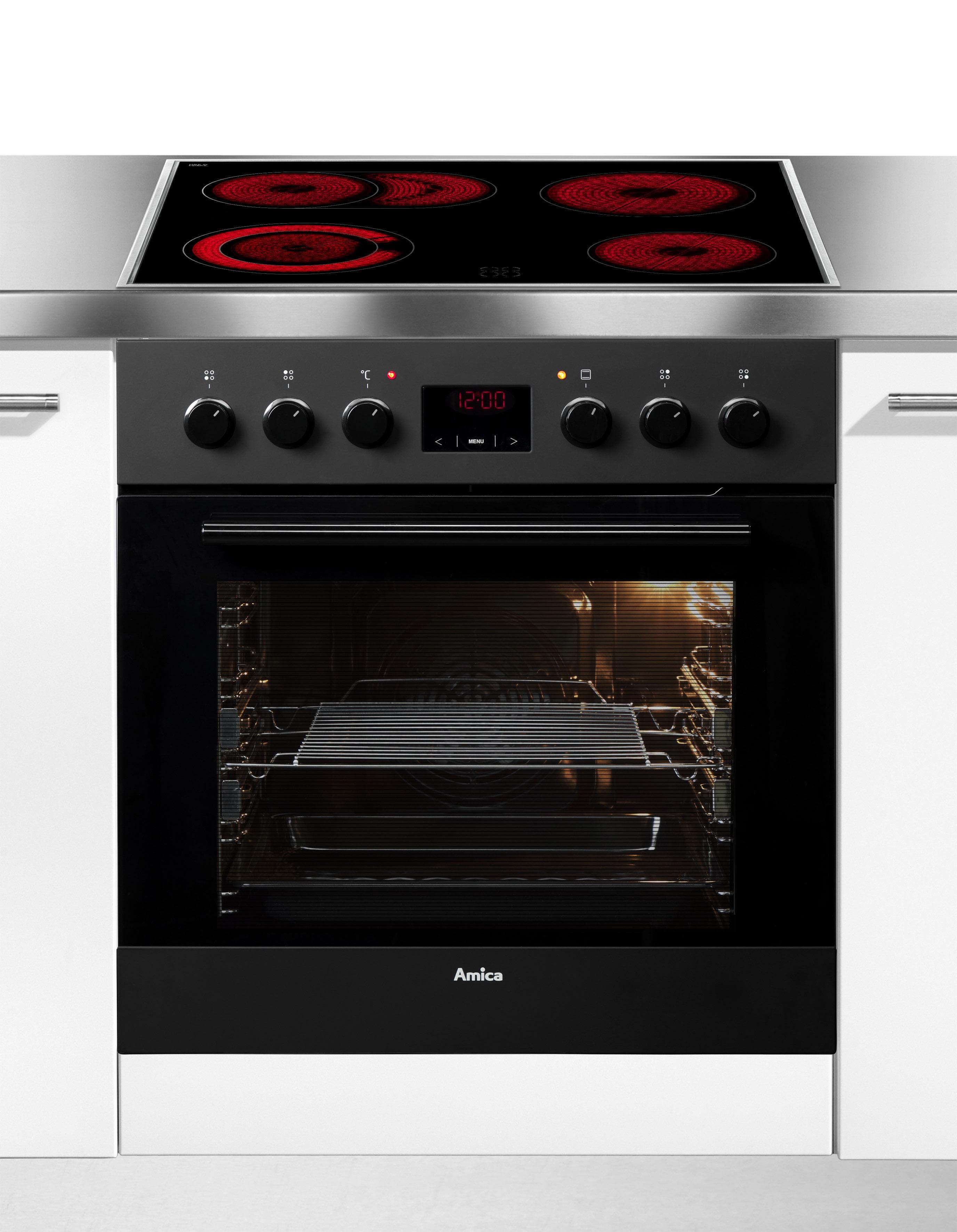 AMICA Elektro-Herd-Set EHC 12921 SM Schwarz Glaskeramik