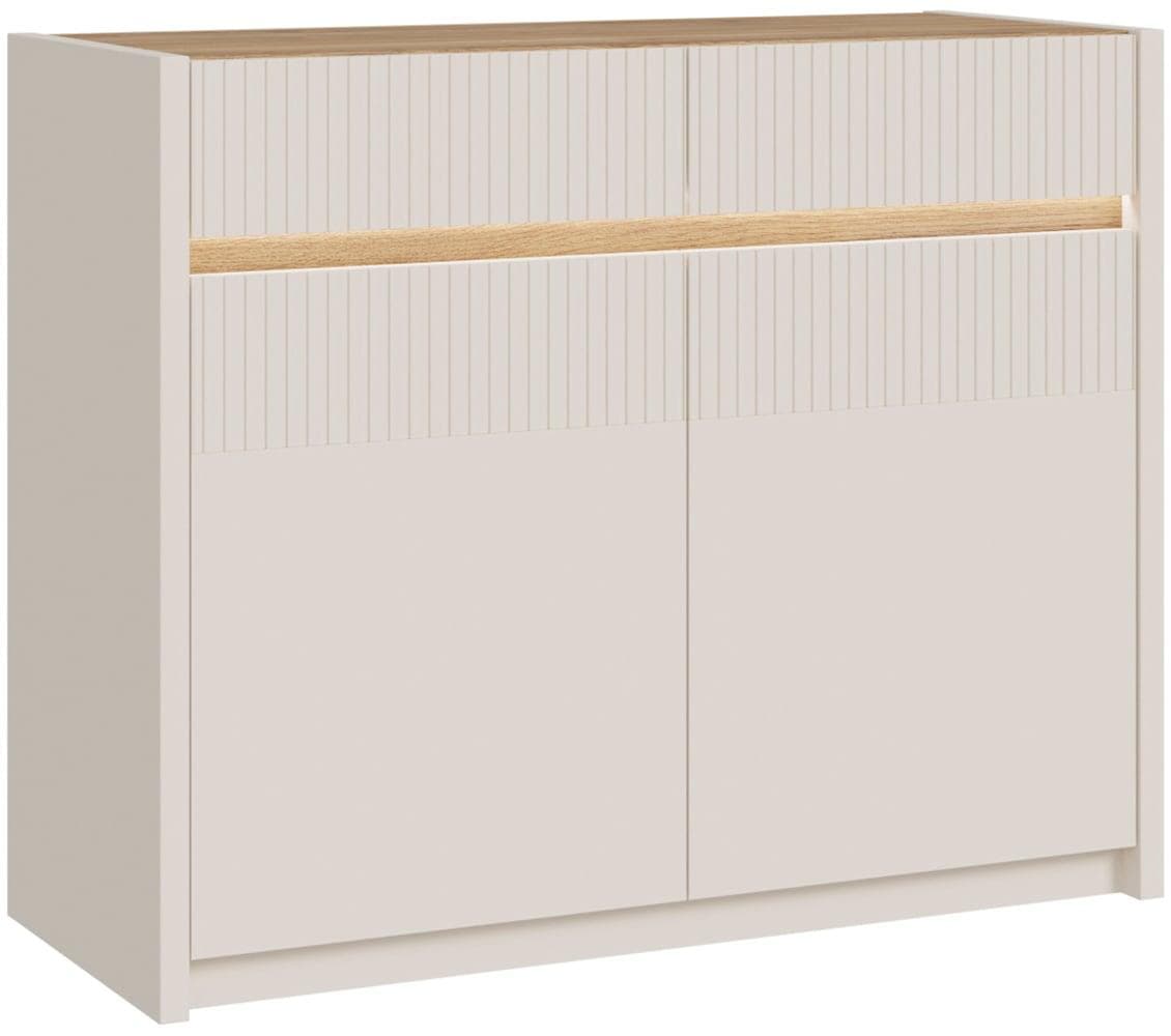 FORTE Kommode Oak Squere Eiche Sand mit LED und Soft Close