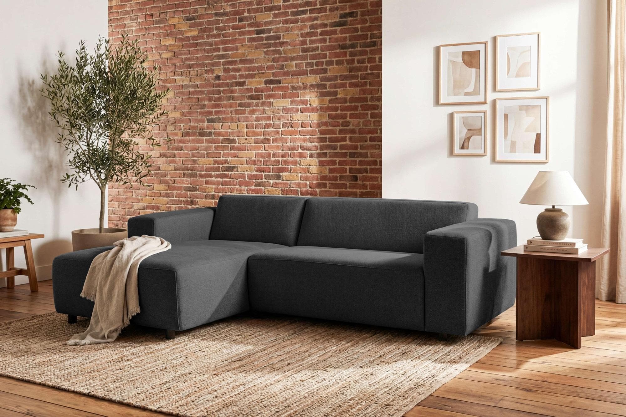 OTTO HOME Ecksofa Jellon kompakt dunkelgrau Chenille L-Form