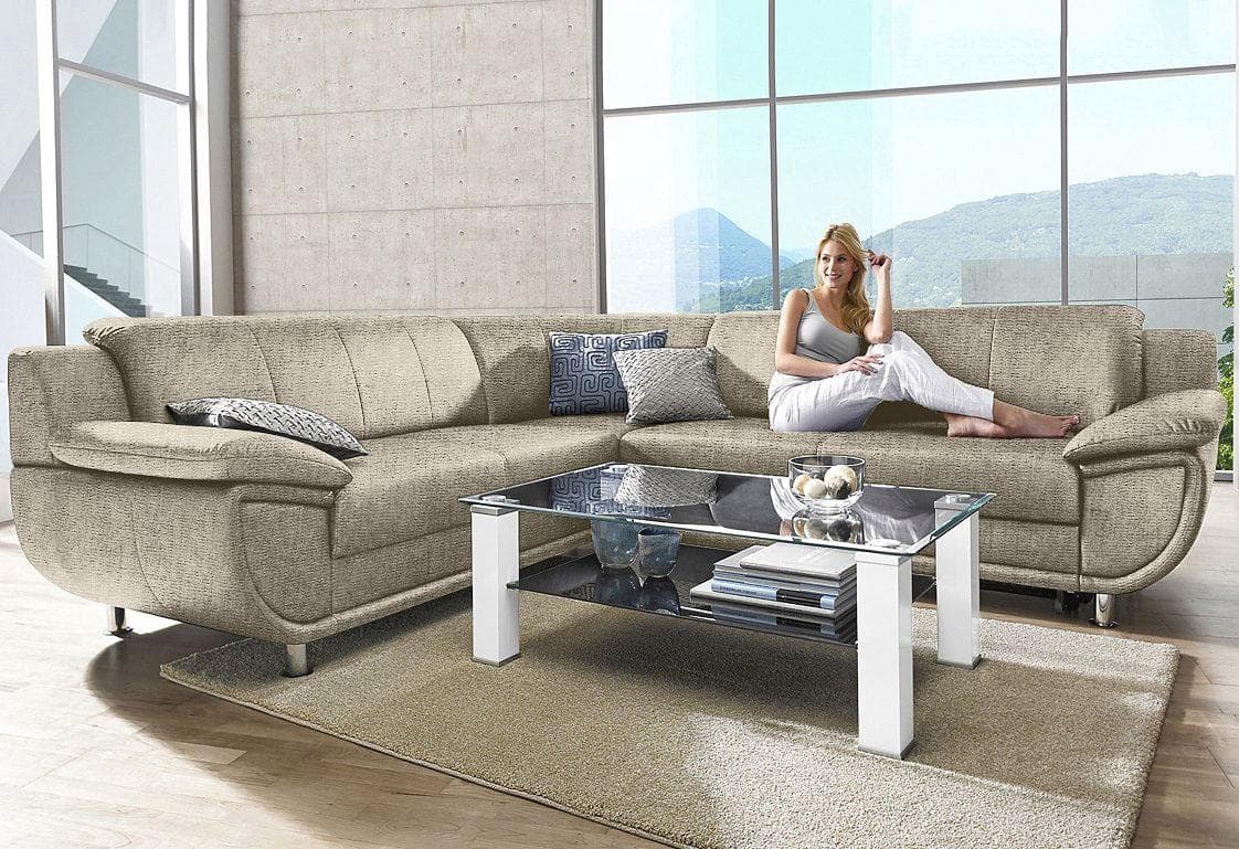 Ecksofa TRENDMANUFAKTUR Rondo Beige mit Schlaffunktion