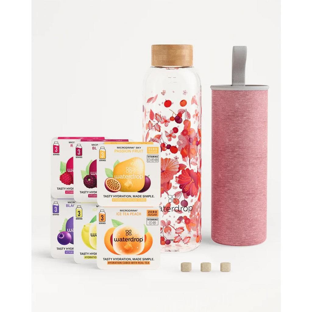 waterdrop Trinkflasche 0,6 L Glas Pink Transparent