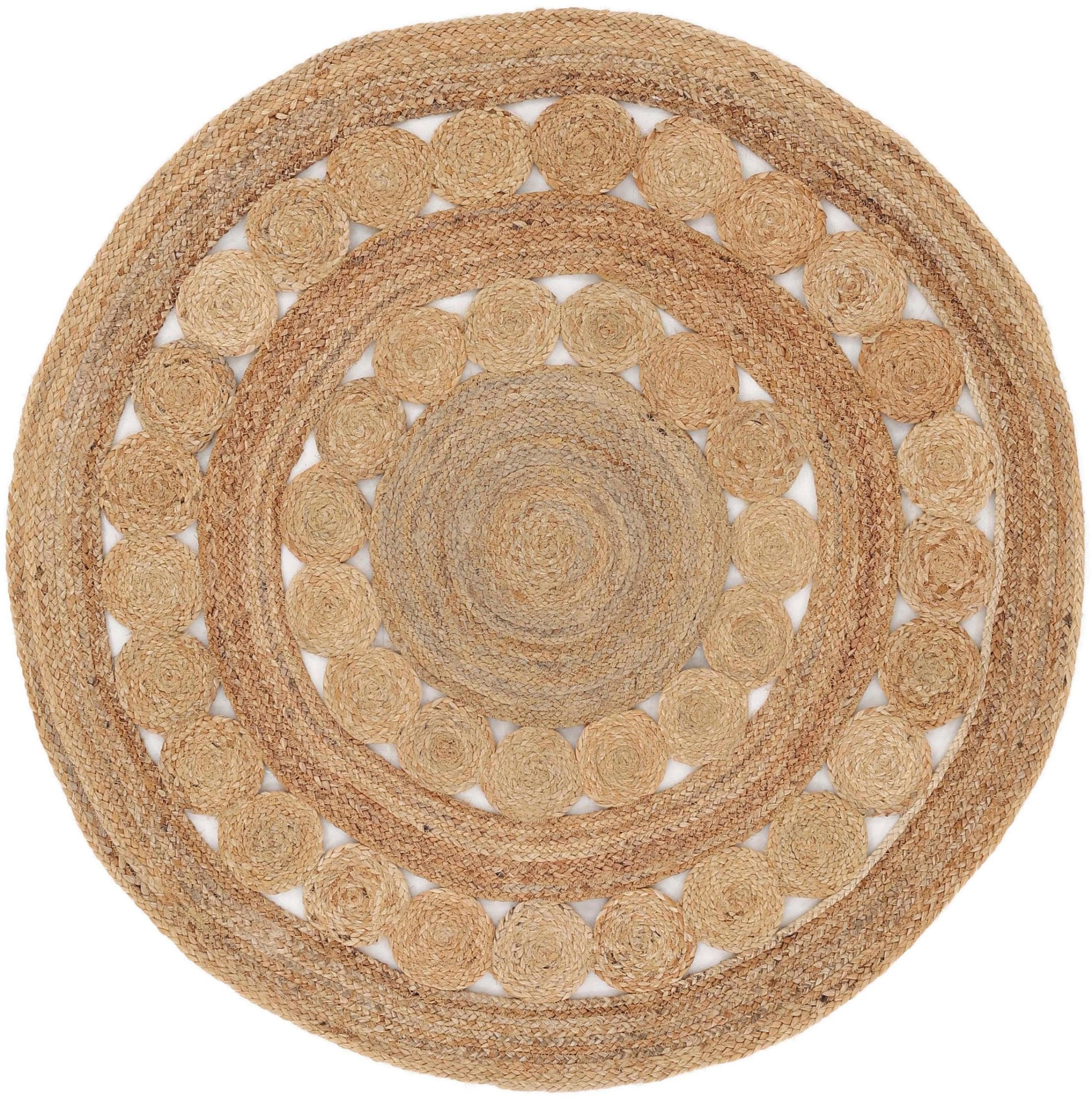 CARPETFINE Juteteppich Dana Beige Rund Handgewebt
