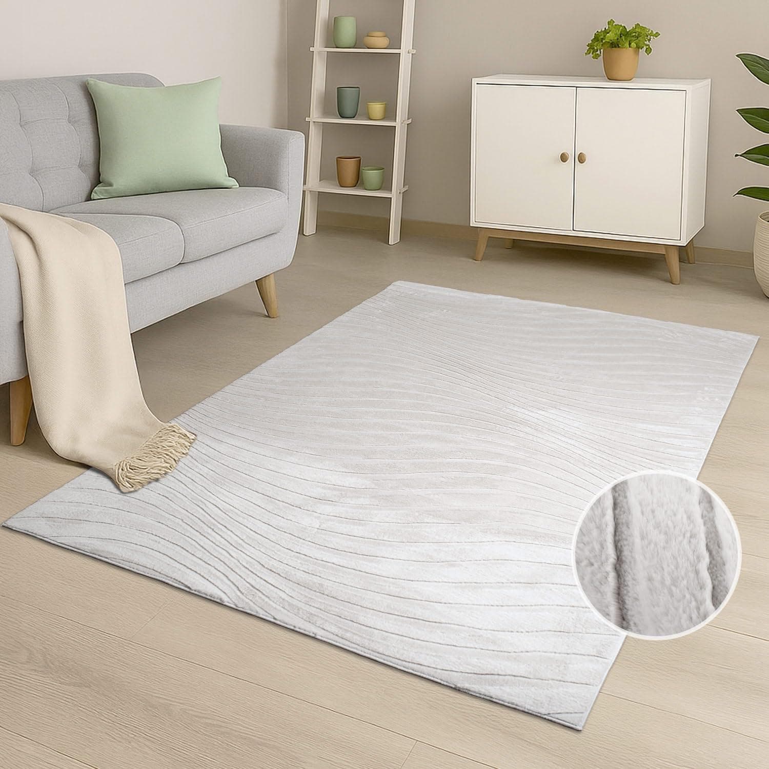 Teppich CARPET CITY WAVES 503 hell-taupe Kurzflor 3D-Effekt