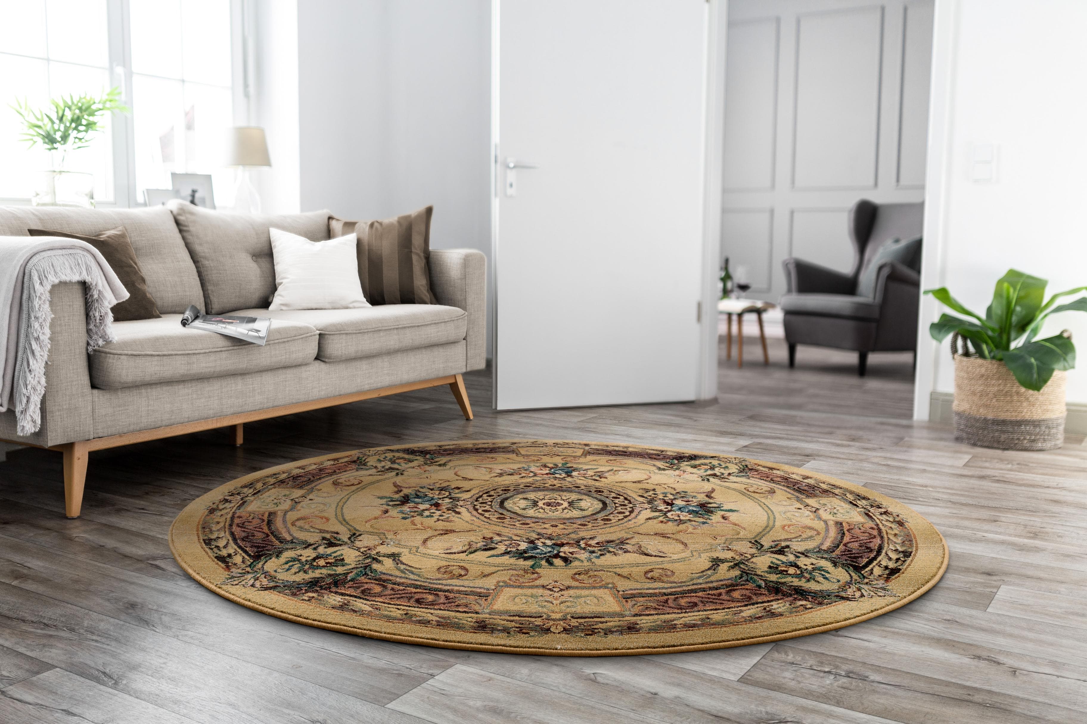 THEKO Teppich Gabiro 856 Beige Orientalisch Rund 300cm