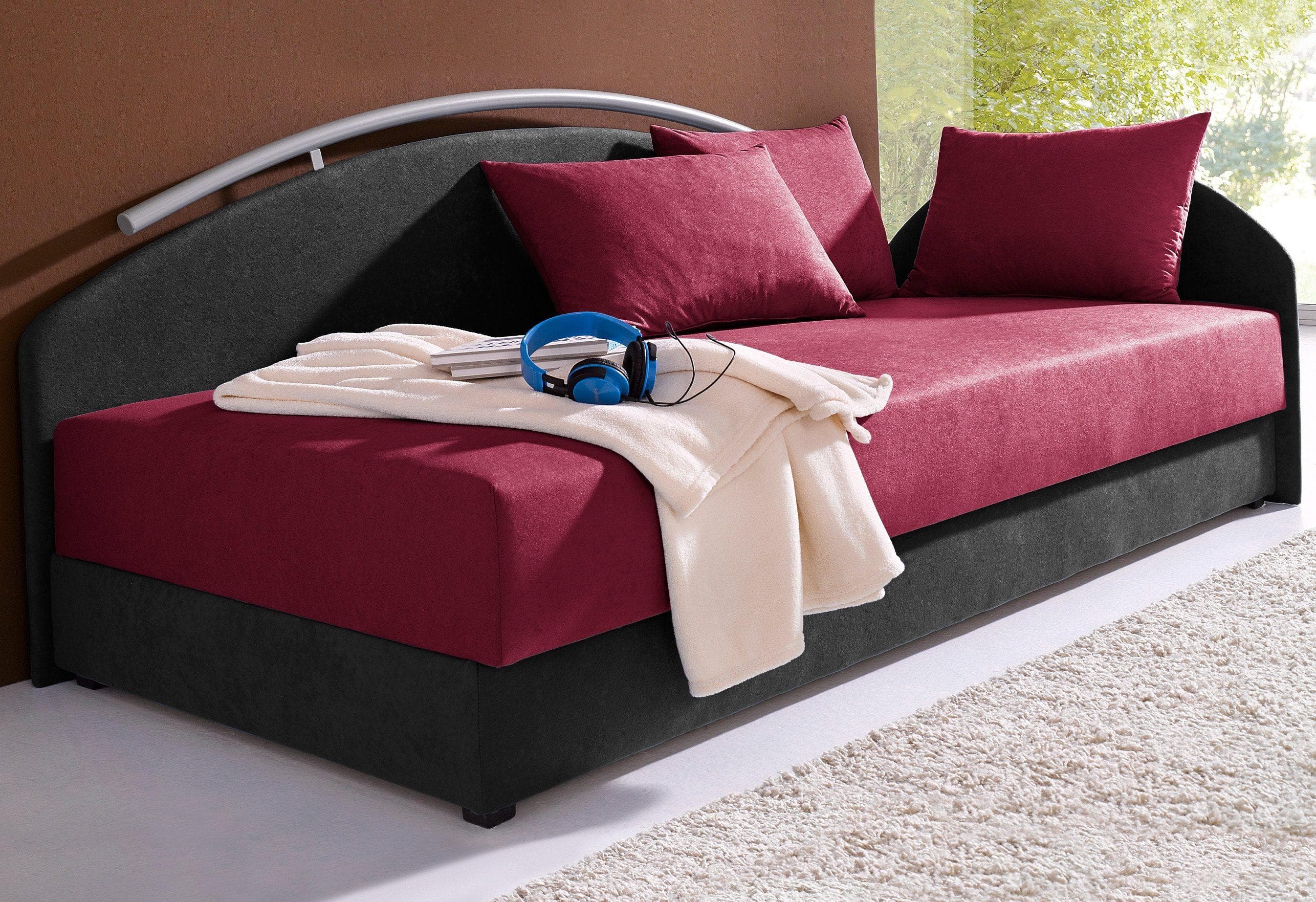 Polsterliege MAINTAL Rot/Schwarz Federkern-Festpolster