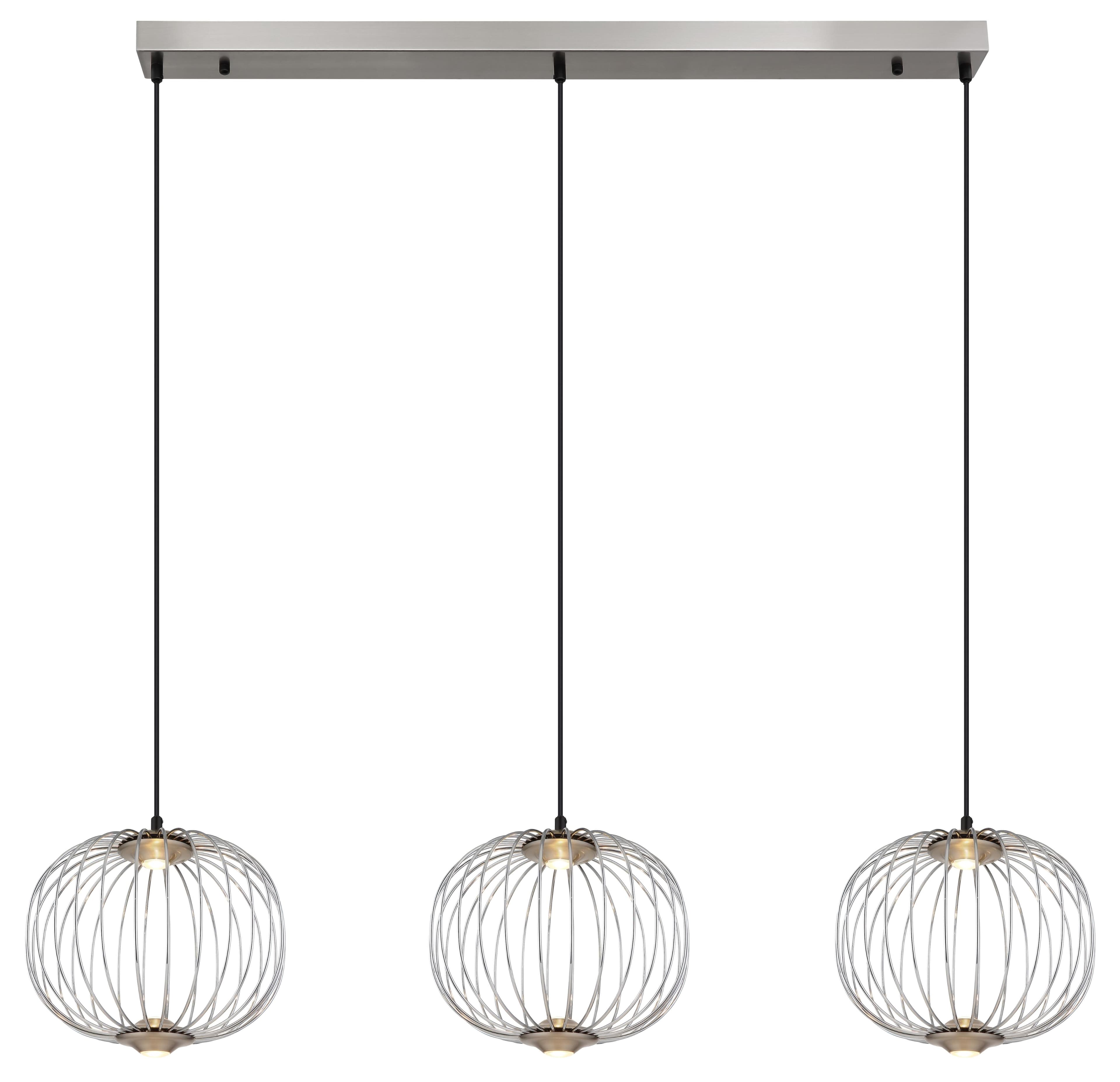 GLOBO LIGHTING LED Pendelleuchte GALWAY Nickel Matt 3 Lichter