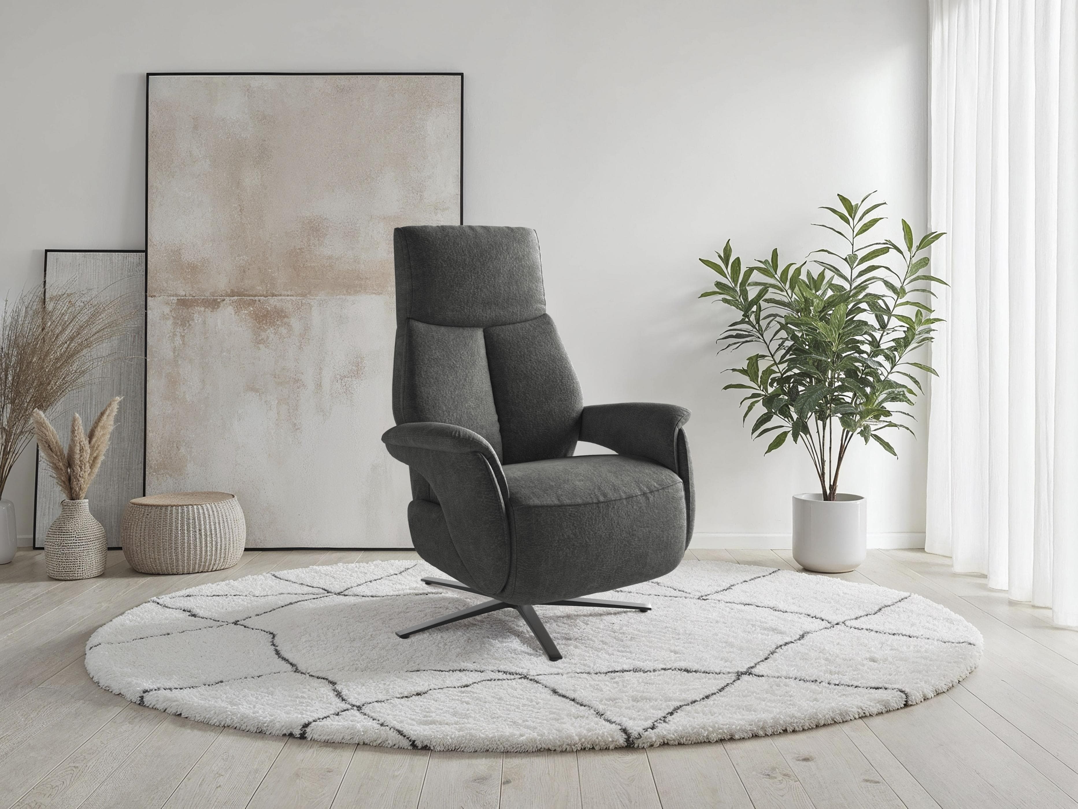 SIT & MORE TV Lazy Sessel dunkelgrau mit Drehfunktion
