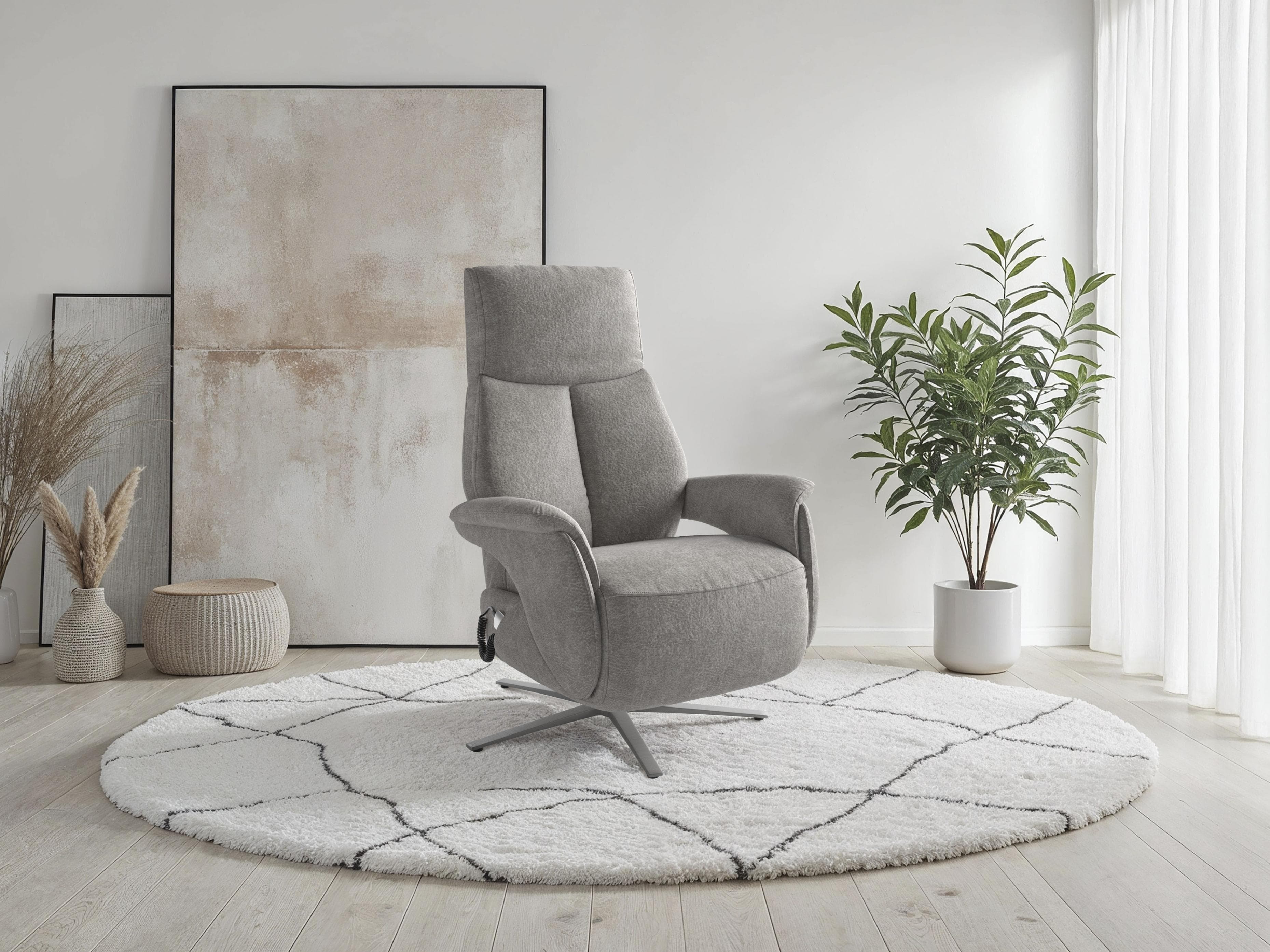 SIT & MORE TV Lazy Sessel Grau Elektrisch Verstellbar mit Akku