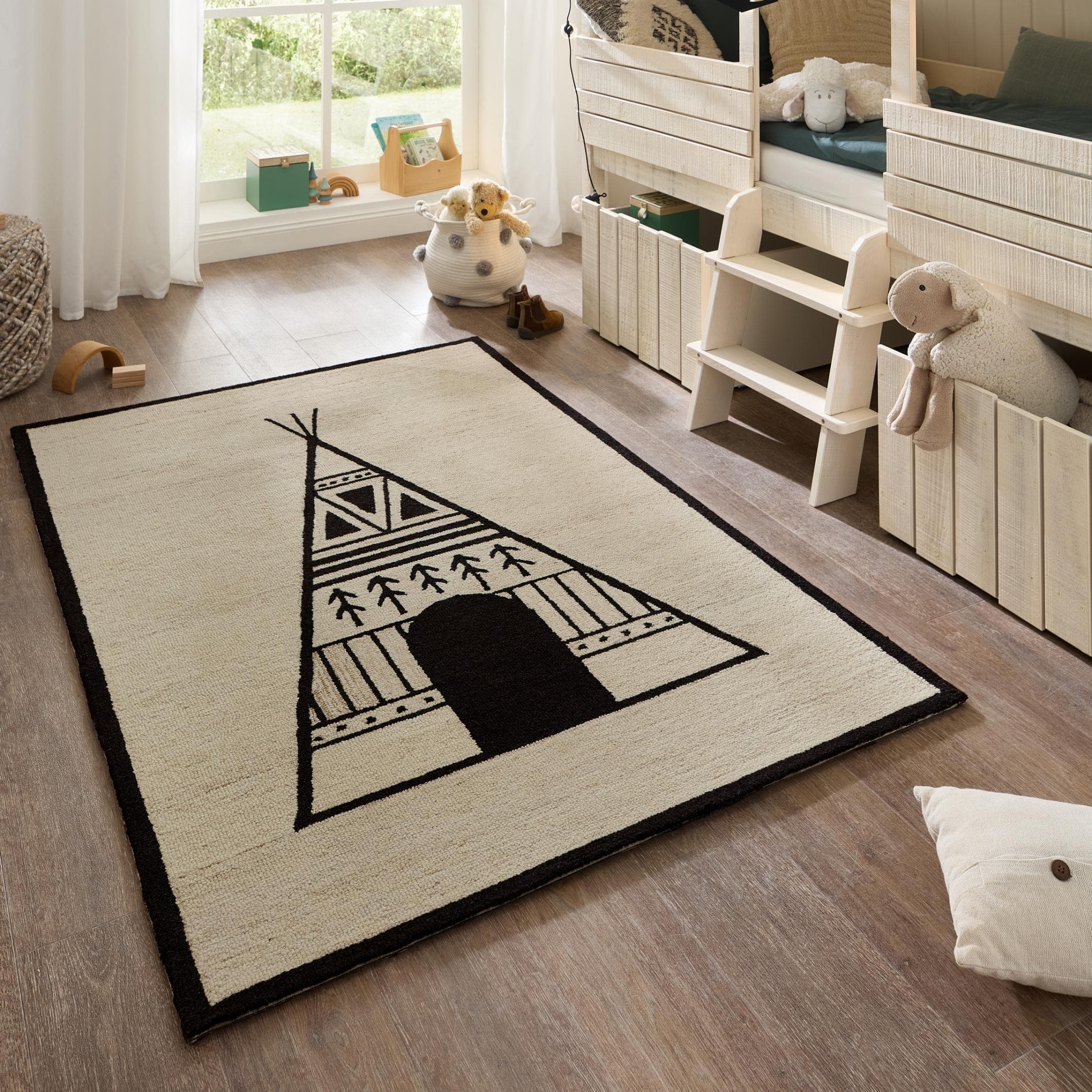 THEKO Gaia Kids Tipi Kinderteppich Beige Schurwolle