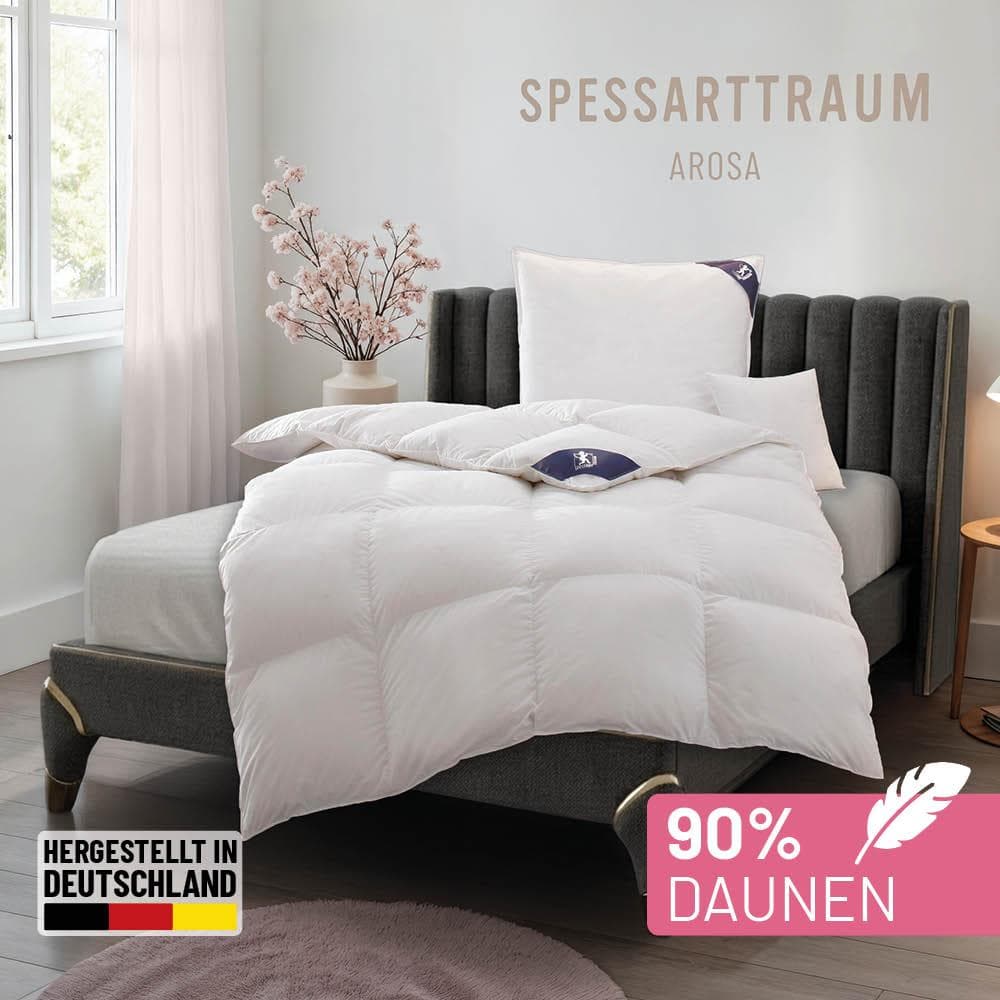 SPESSARTTRAUM Daunenbettdecke Arosa Weiß 100% Baumwolle