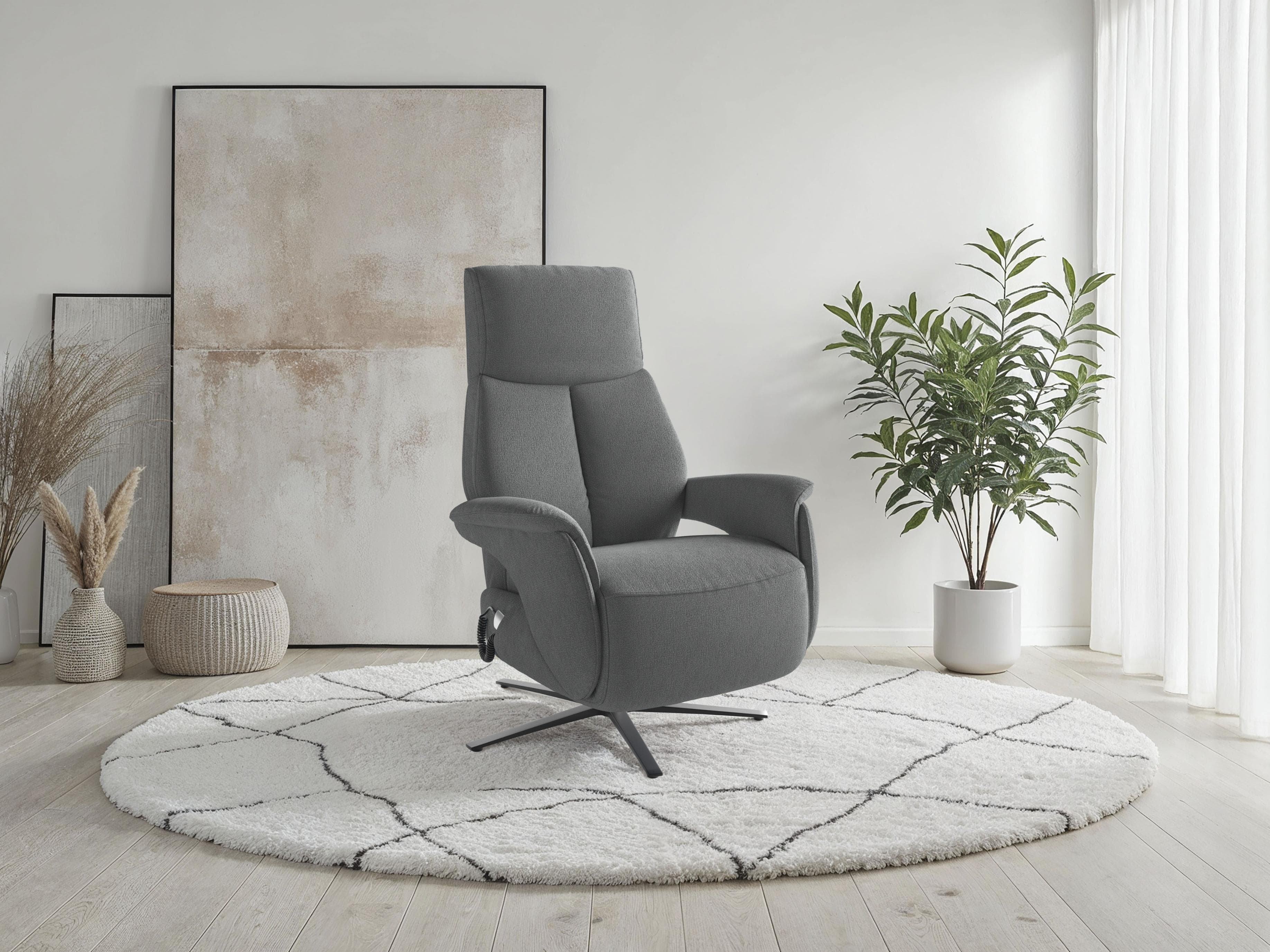 SIT & MORE TV Lazy Sessel Grau Elektrisch Verstellbar 3 Motoren