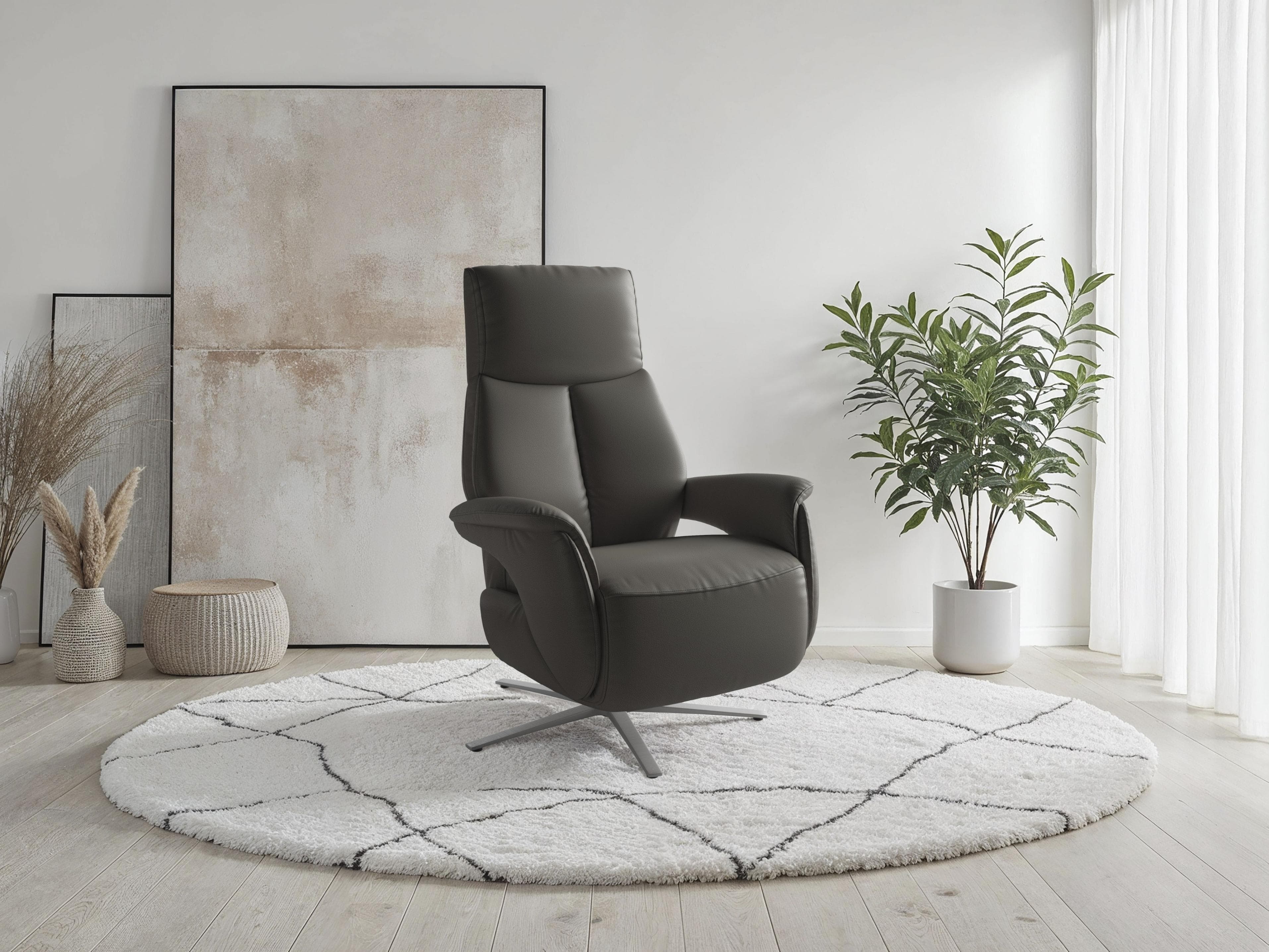 SIT & MORE TV Lazy Sessel Anthrazit NaturLEDER mit Drehfunktion