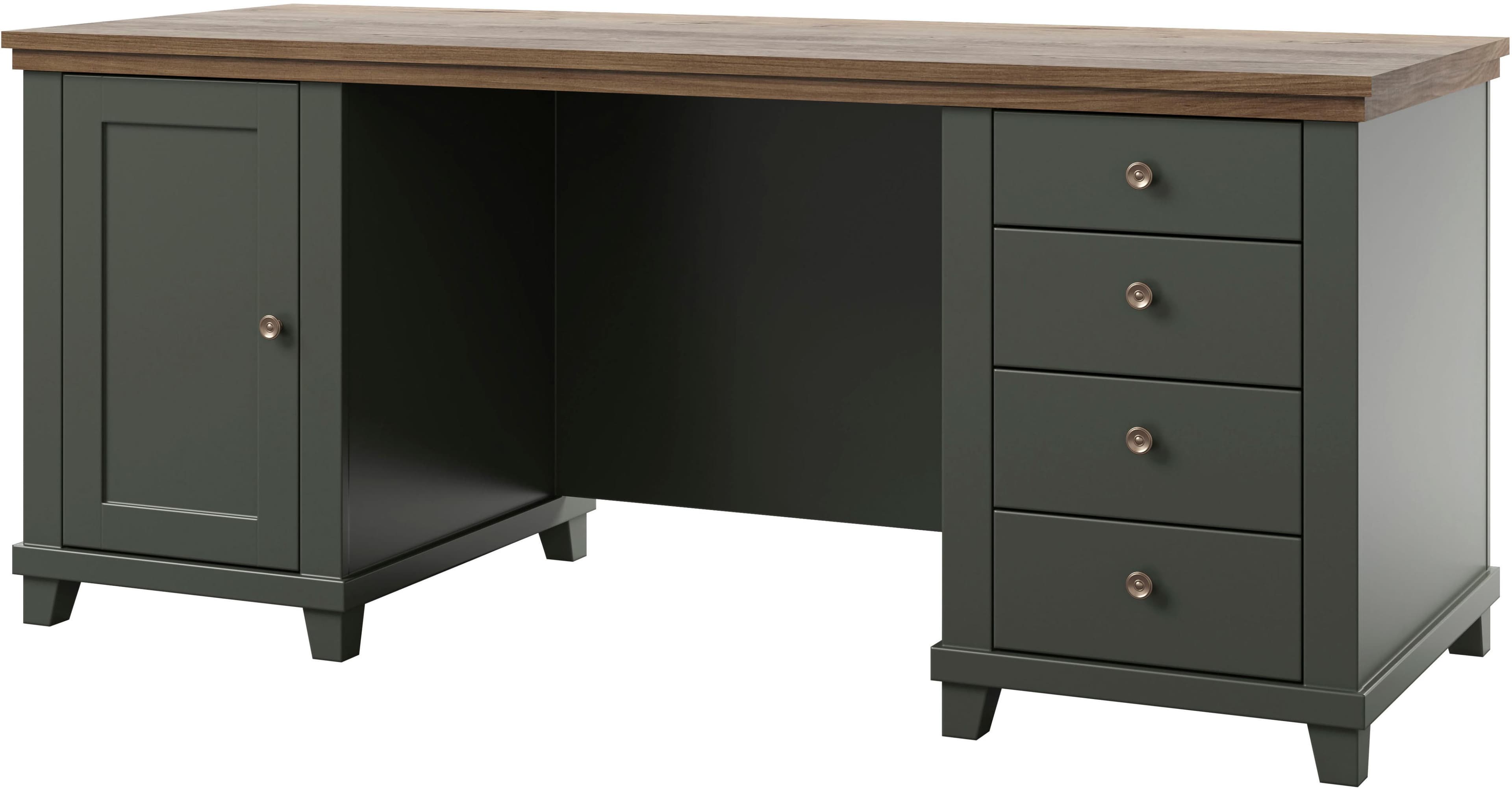 HELVETIA Evora Schreibtisch Grün Eiche Lefkas Moderner Landhaus Stil