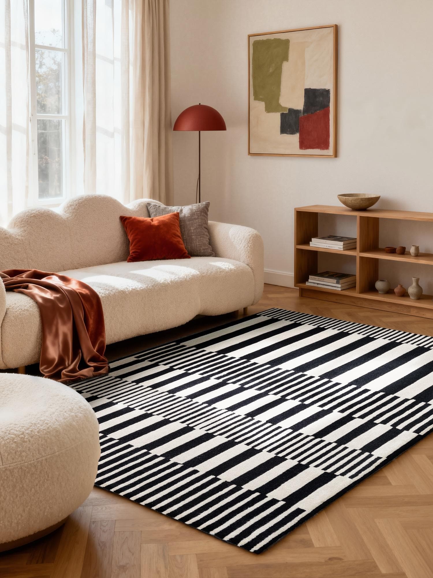 Wollteppich ELLE DECORATION Pulse Schwarz Weiß 160x230 cm