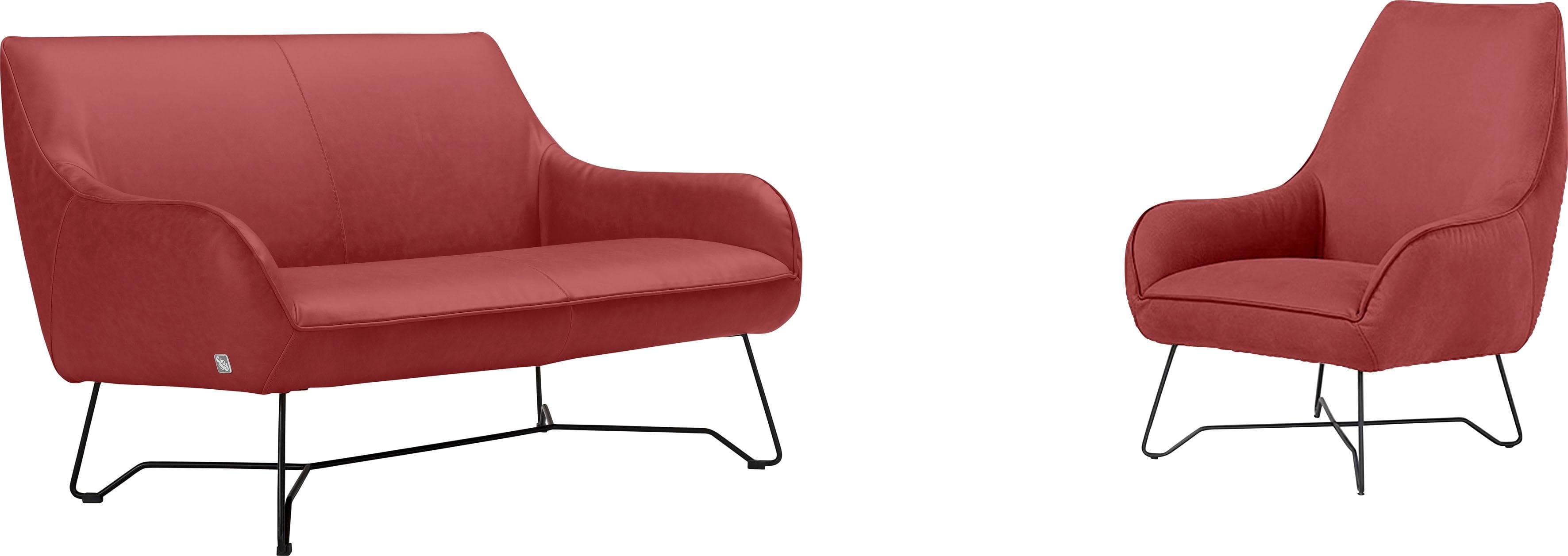 EGOITALIANO Polstergarnitur Namy Luxus-Microfaser Lederoptik Marsala