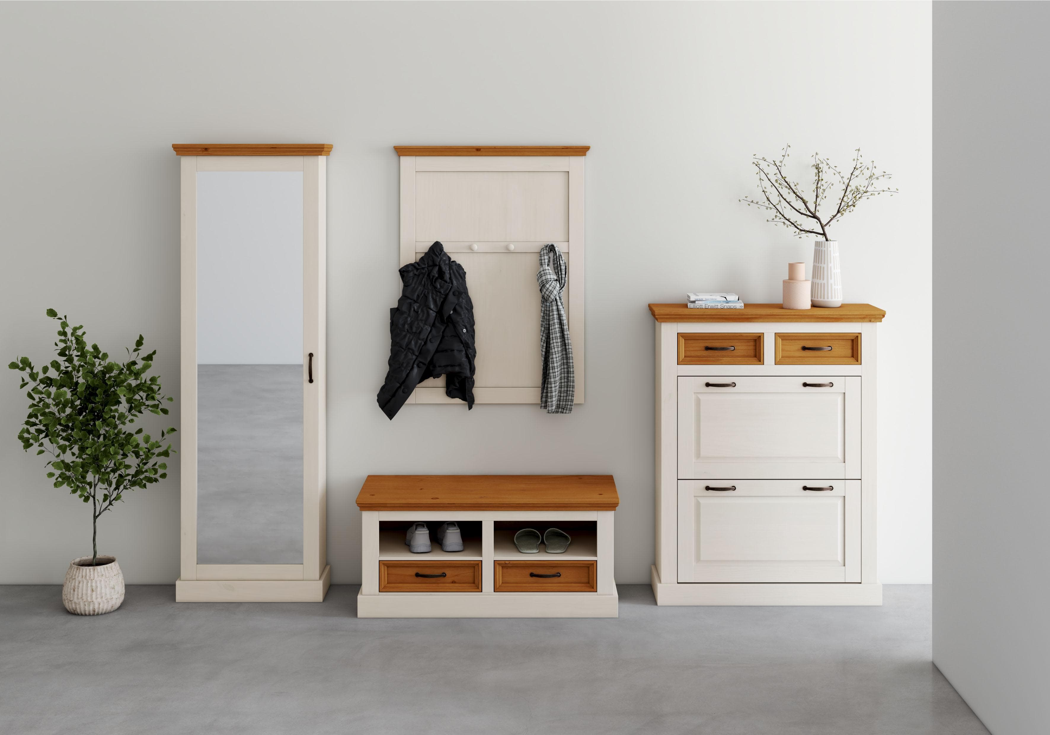 OTTO HOME Schuhkommode Selma Weiß Massivholz 2 Schubladen