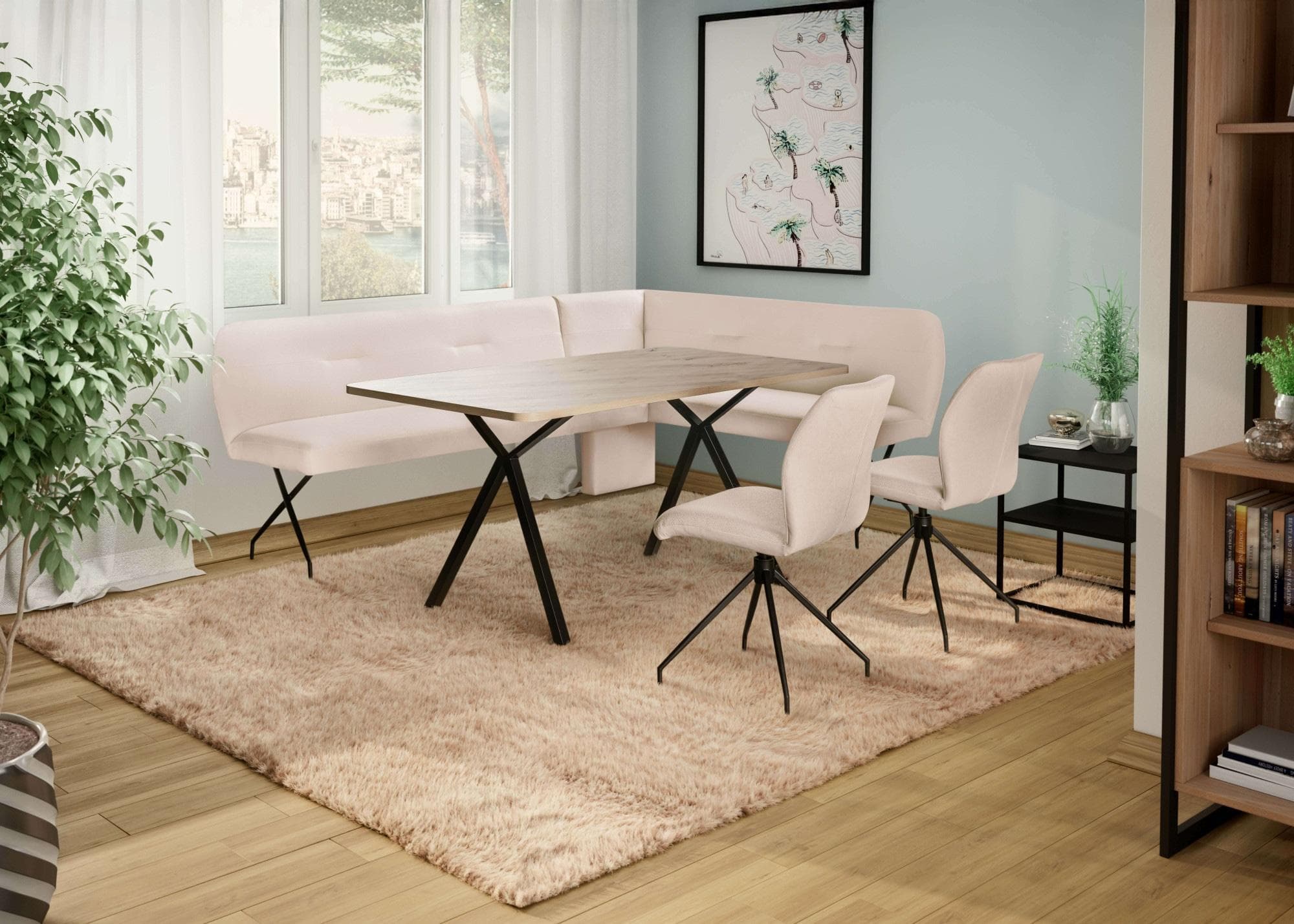 HOME AFFAIRE Eckbankgruppe Gabi Essecke Hellbeige Schwarz