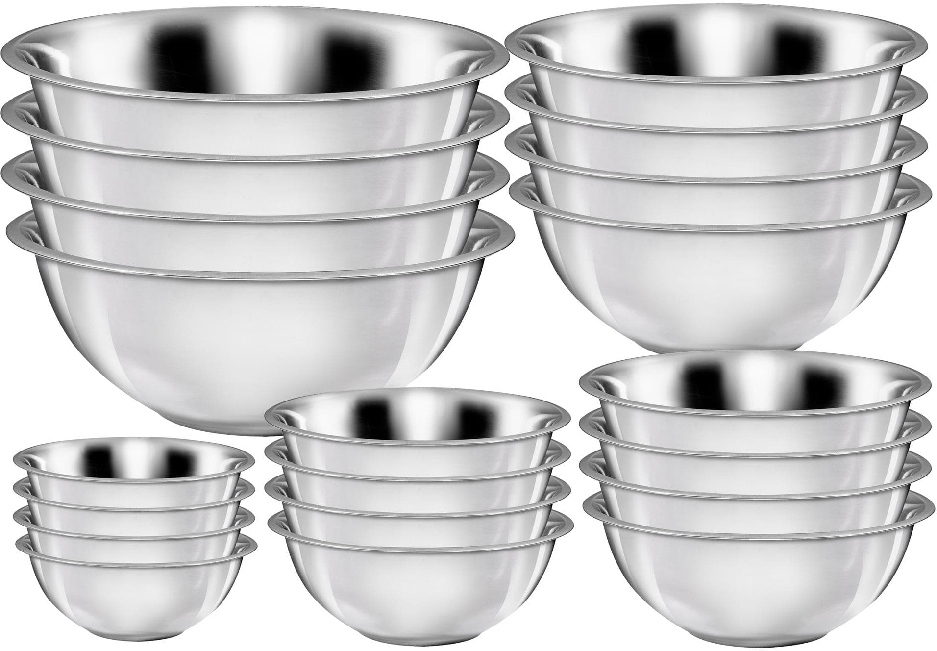 KING Edelstahl-Schüssel-Set Silber Ineinander Stapelbar