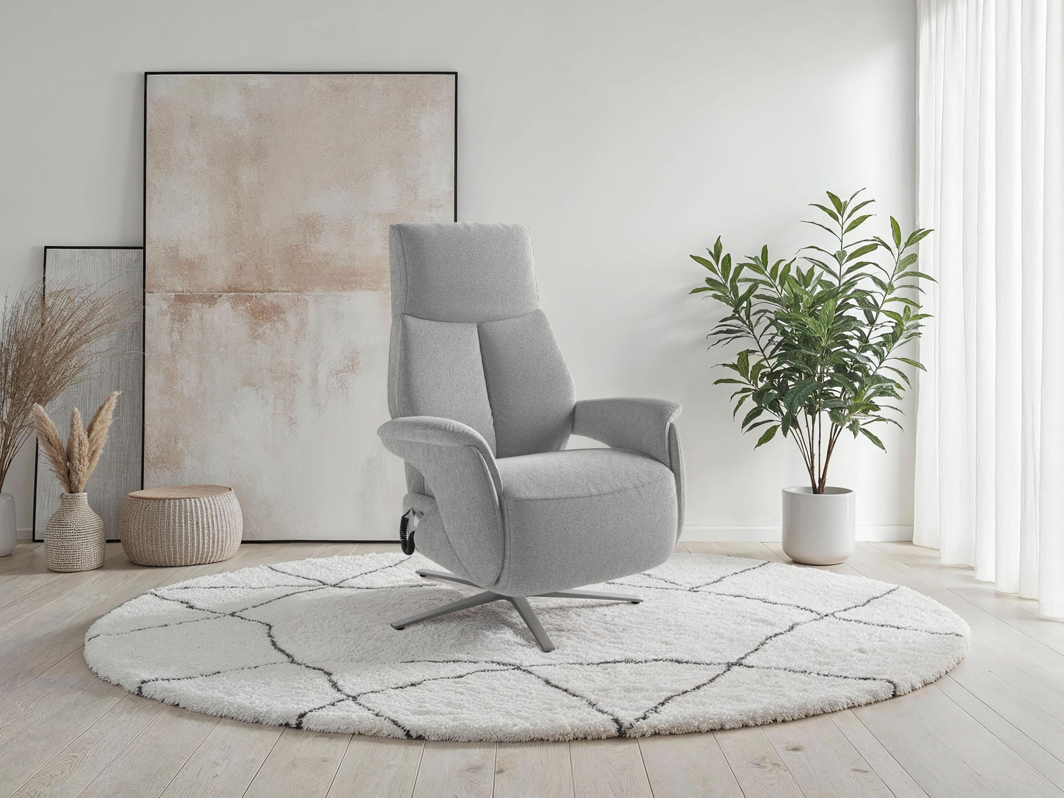 SIT & MORE TV Lazy Sessel Silber Elektrisch Verstellbar mit Akku