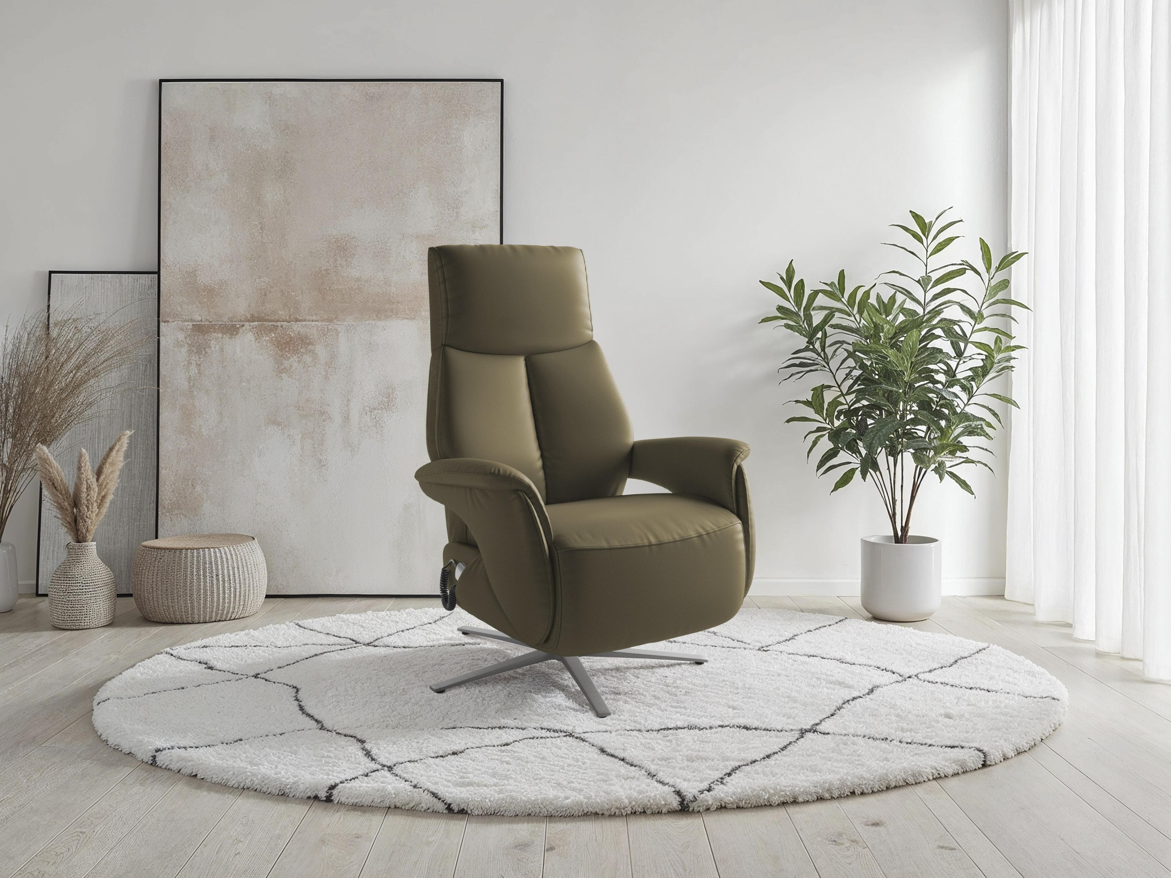 SIT & MORE TV Lazy Sessel Olive mit 3 Motoren und Aufstehhilfe