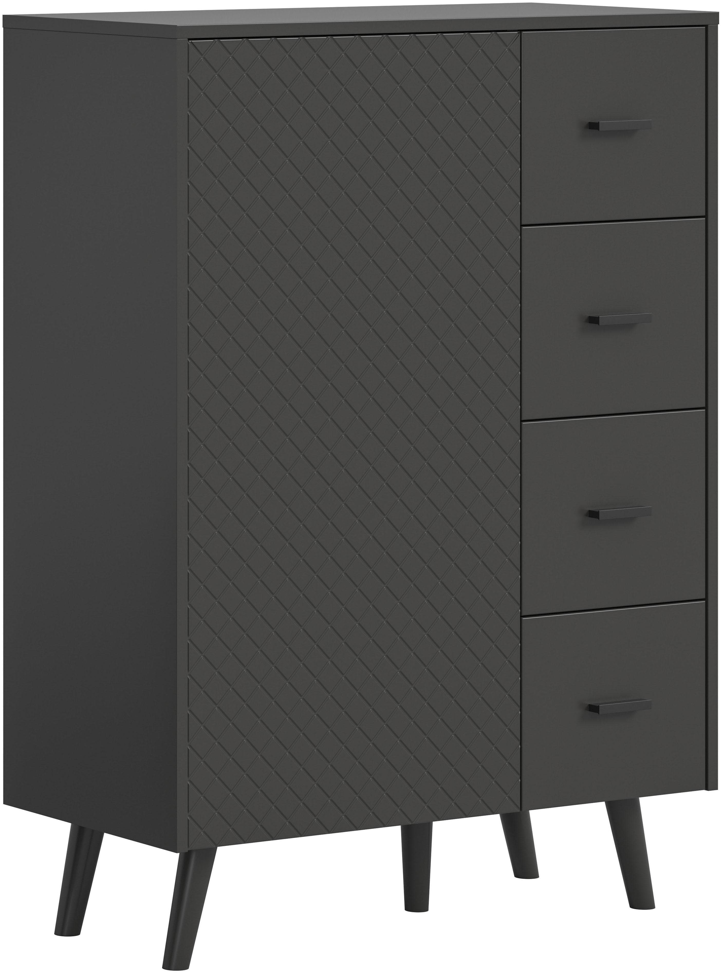 HOME AFFAIRE Kommode RHOMBUS Grau mit Karo-Optik