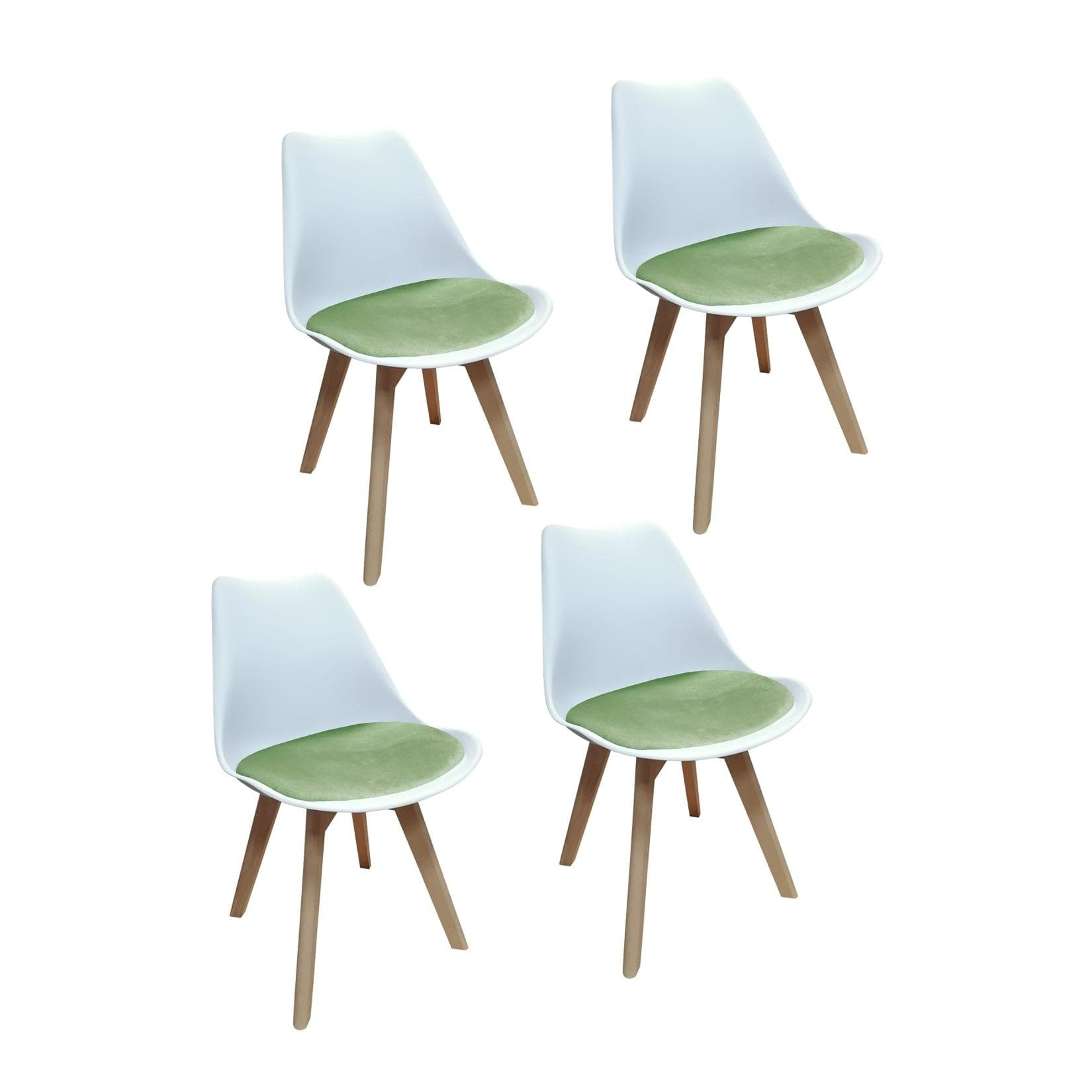 HTI-Living Stuhl Atlanta Weiß Velvet Hellgrün Modern