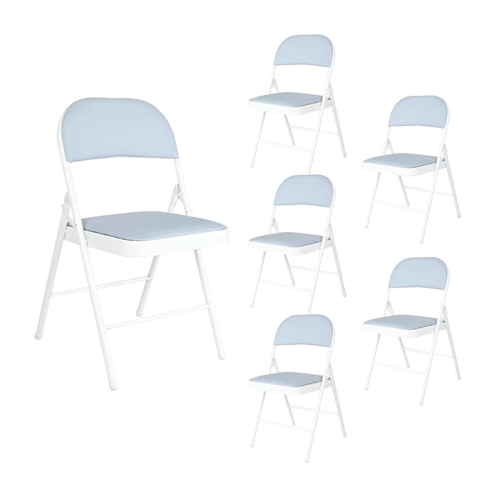 HTI-Living Klappstühle 6er Set Wedigo Grau Metall Kunstleder
