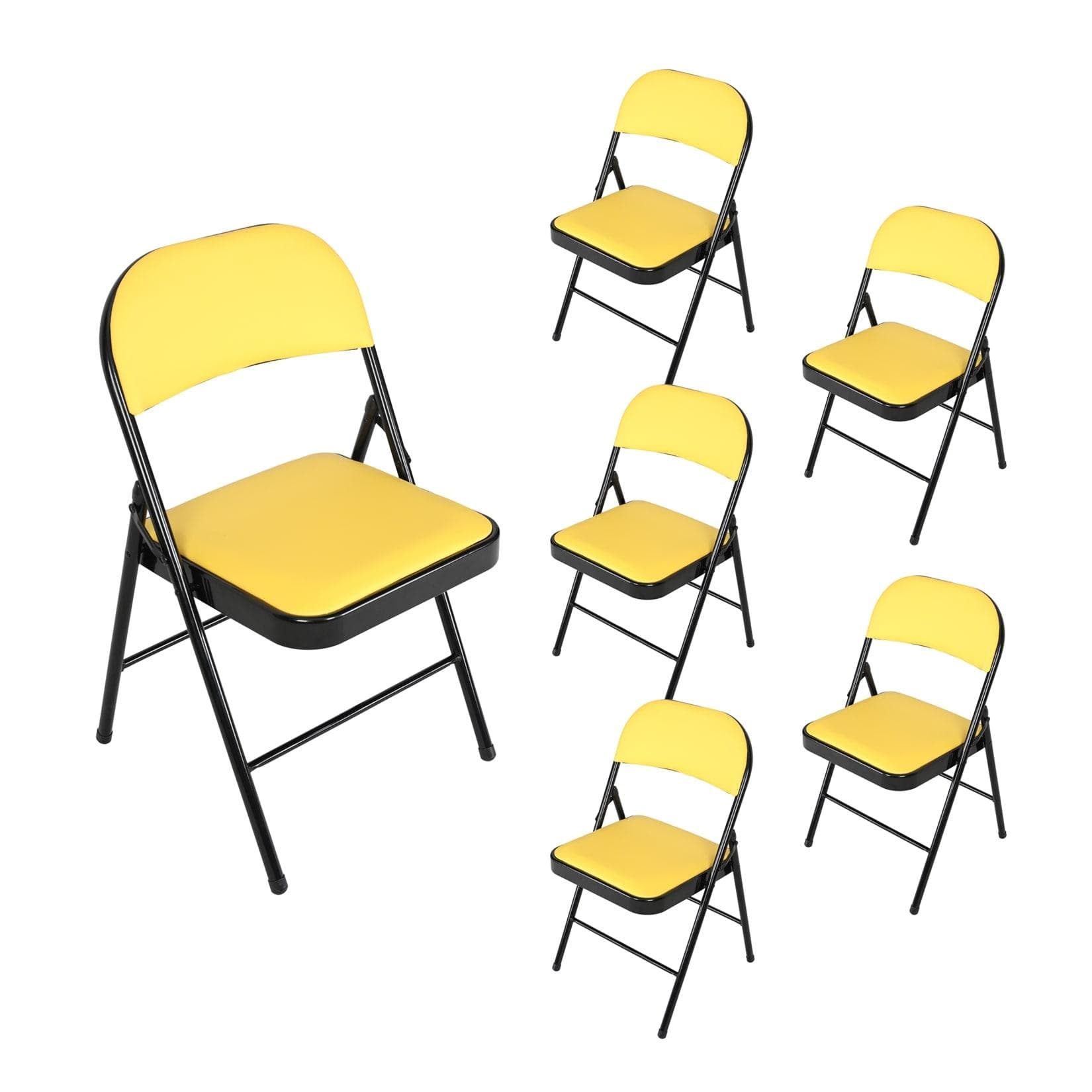 HTI-Living Klappstühle 6er Set Wedigo Gelb Metall Kunstleder