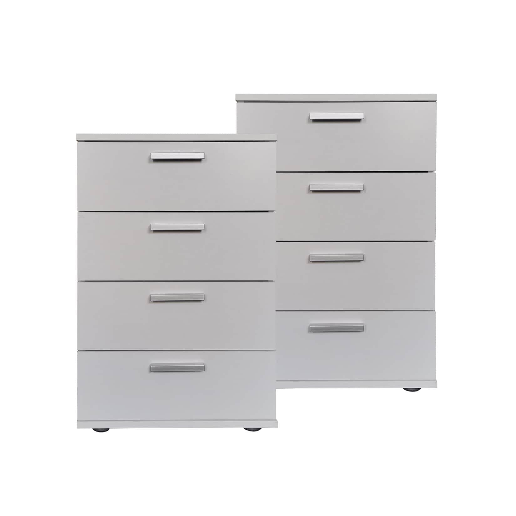 HTI-Living Nachtschrank Nachtkommode 4 Schubladen Nina Weiß 2er-Set