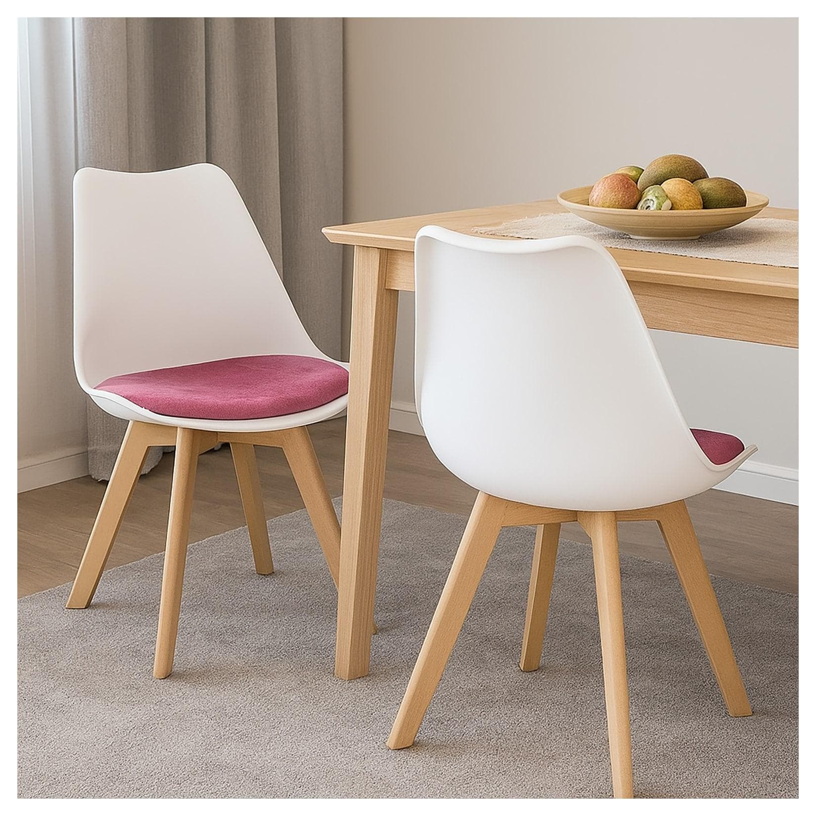 HTI-Living Esszimmerstuhl Samt 2er Set Atlanta Weiß/Pink