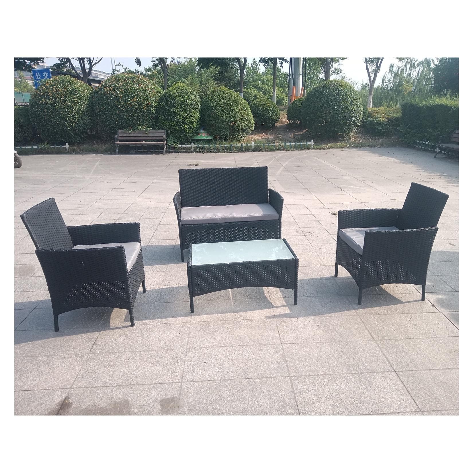 HTI-Living Gartenlounge-Set Anthrazit 4-teilig Rattan