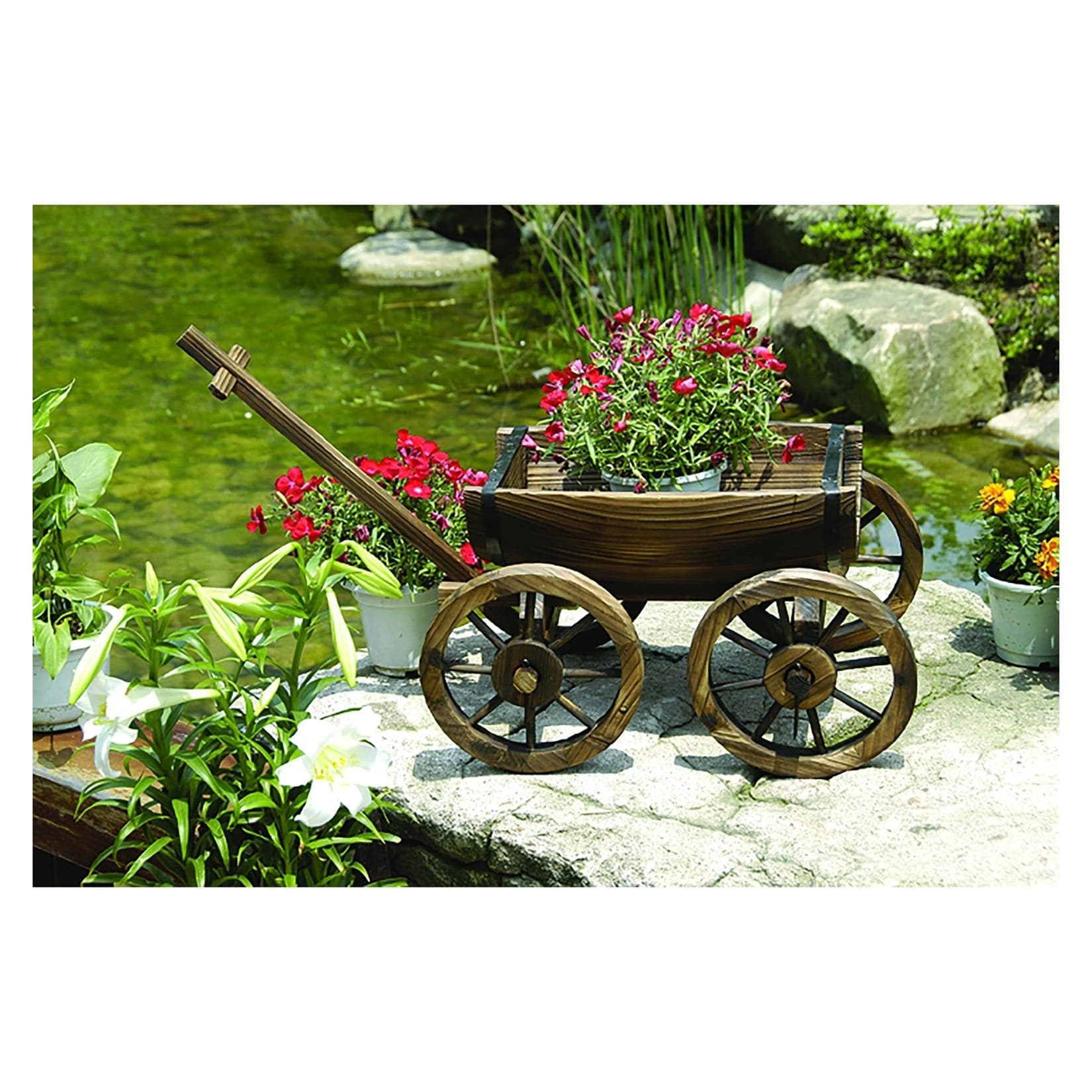 HTI-Living Gartenfigur Holzhandwagen Natur Sommerset